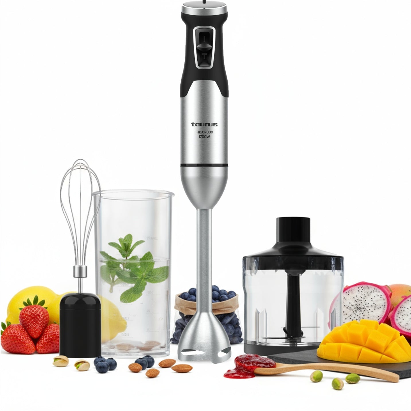 BLENDER HAND MIXER MULTIFUNCTIONAL STEEL BLADES TURBO MODE Taurus 1700W