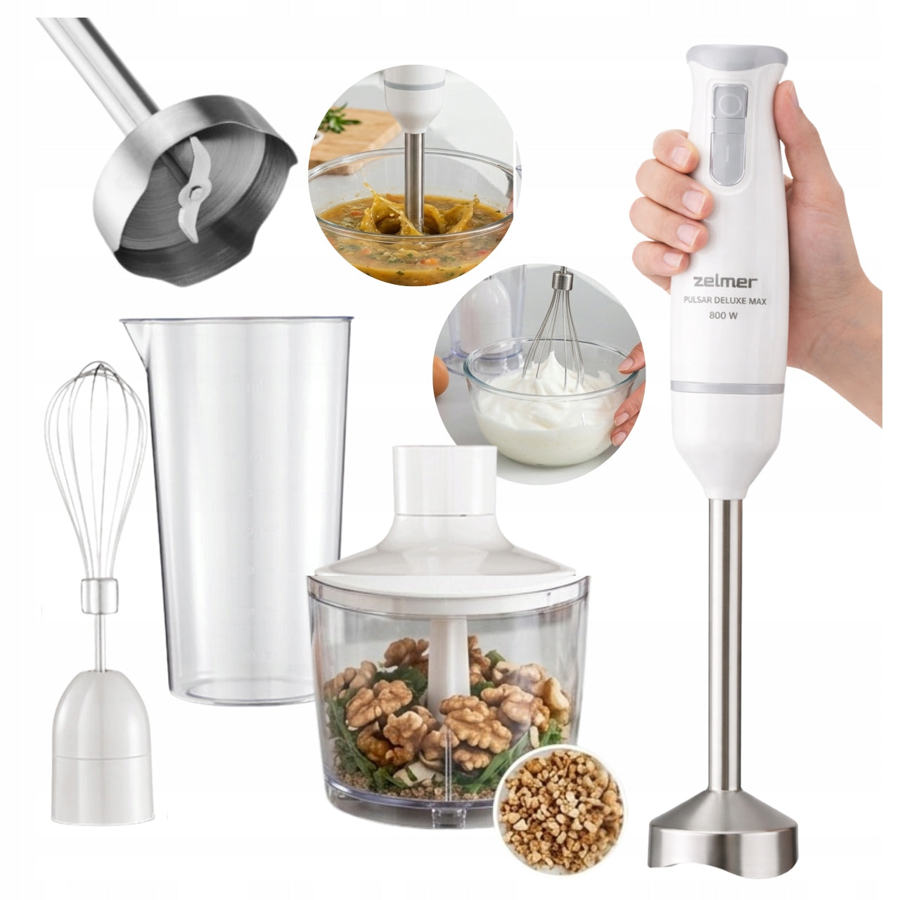 BLENDER HAND MIXER ZELMER PULSAR ZHB4562S Shredder White Turbo powerful