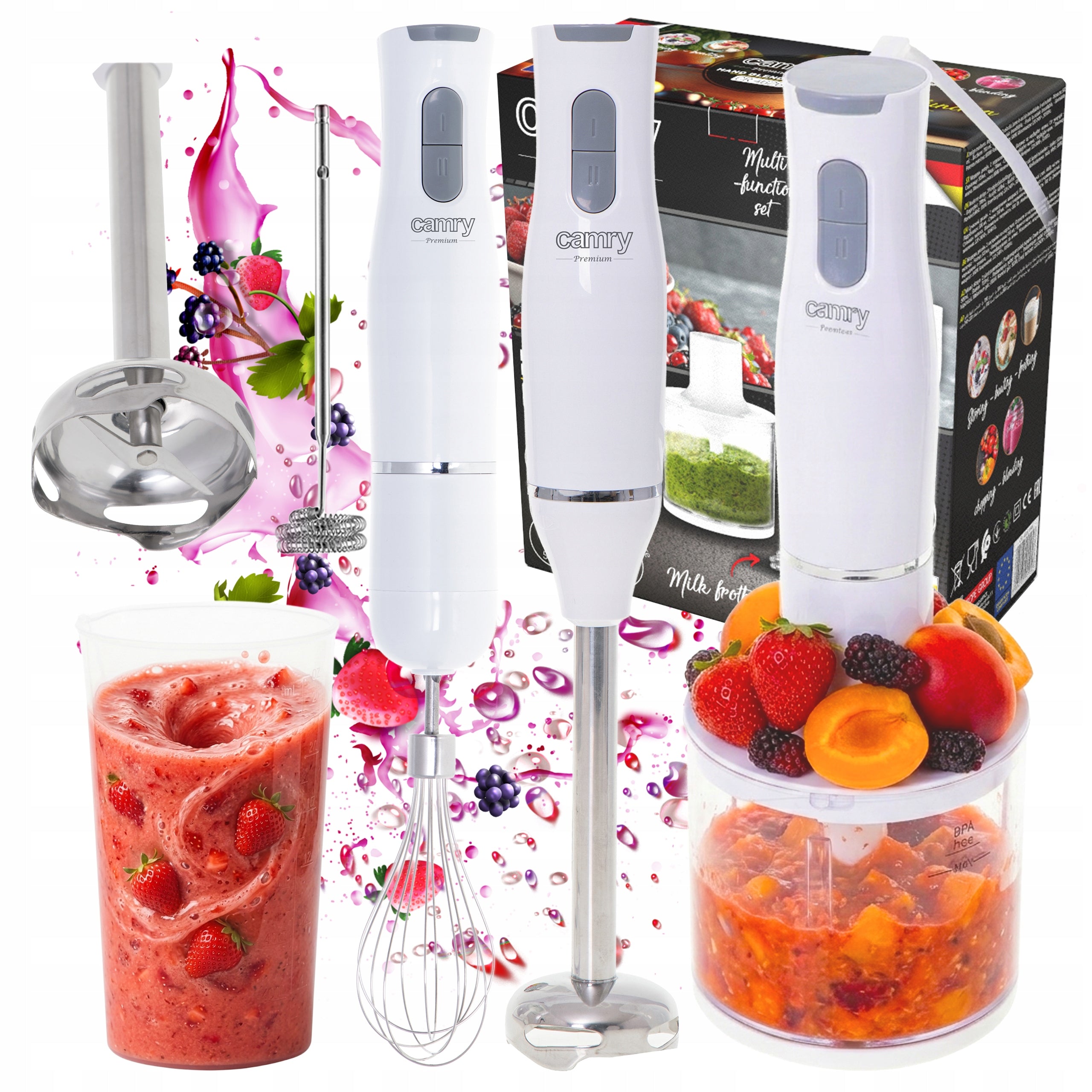 BLENDER HANDHELD MULTIFUNCTIONAL MIXER SHREDDER FOAMER SET 5in1 800W