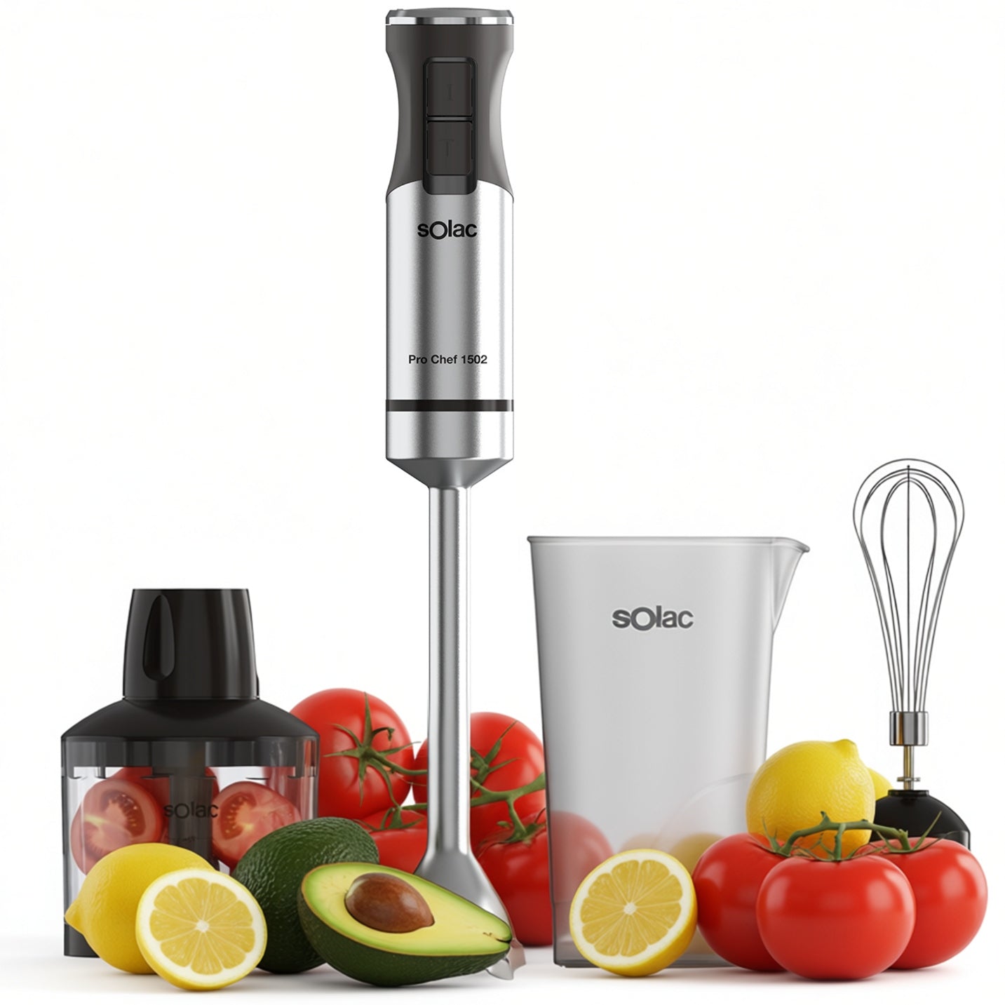 BLENDER HANDHELD MULTIFUNCTIONAL STEEL BLADE MIXER Solac Pro Chef 1500W