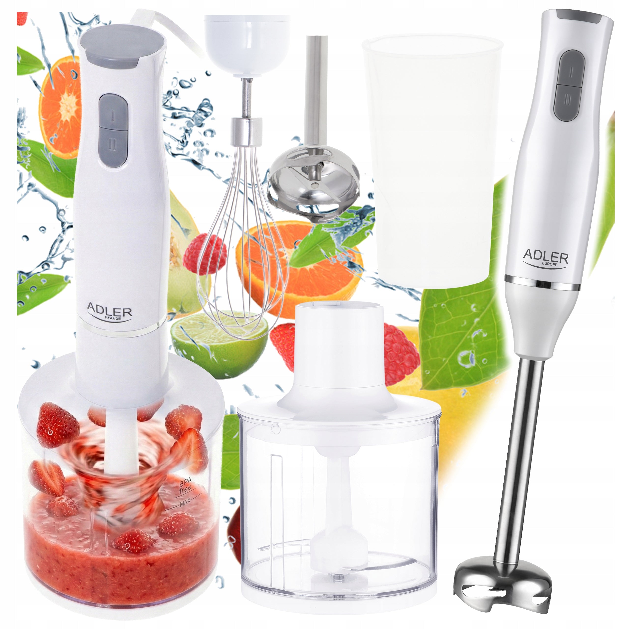 BLENDER HANDHELD MULTIFUNCTIONAL TURBO MIXER SHREDDER MALAKSER SET 3in1 Packaging status original
