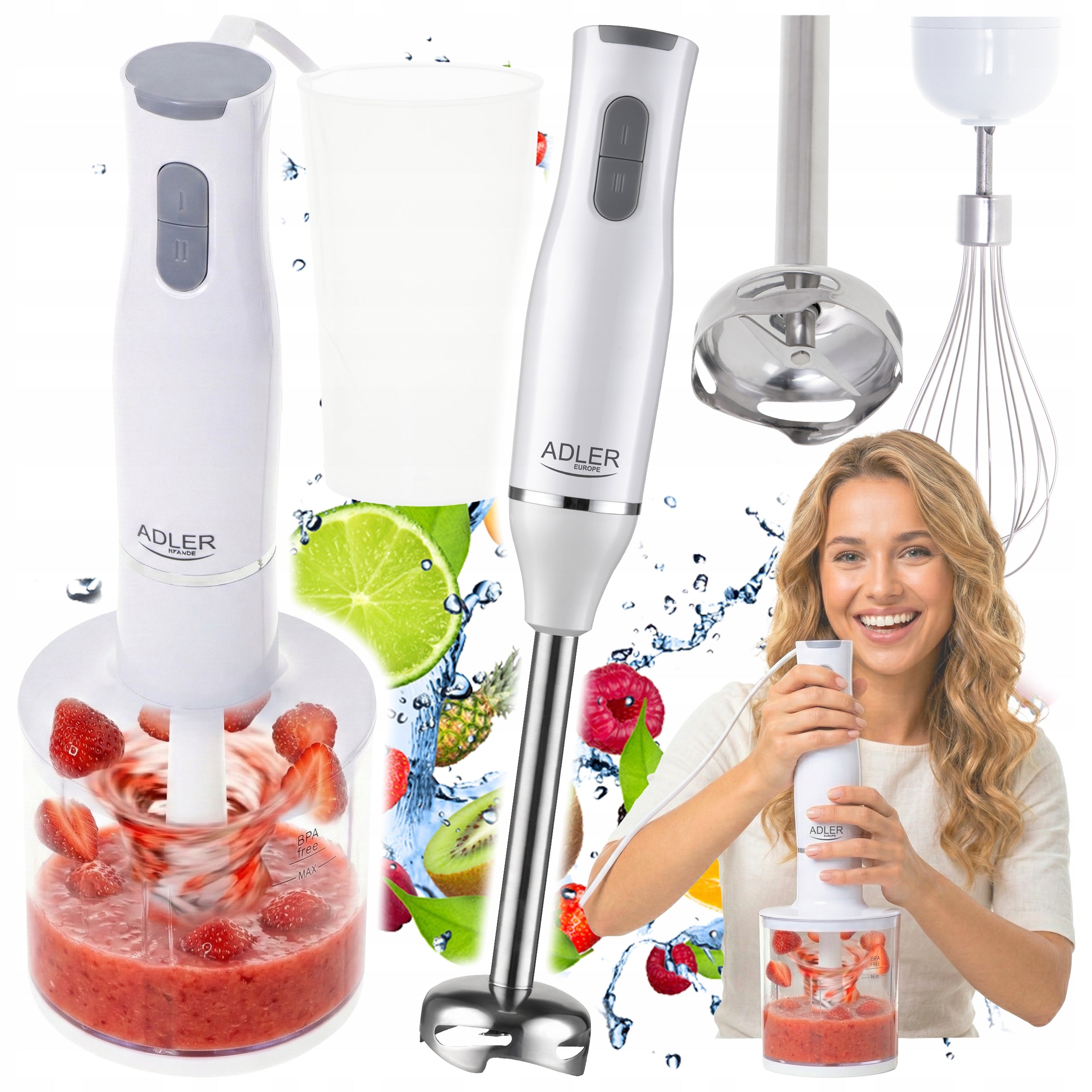 BLENDER HANDHELD MULTIFUNCTIONAL TURBO MIXER SHREDDER MALAKSER SET 3in1
