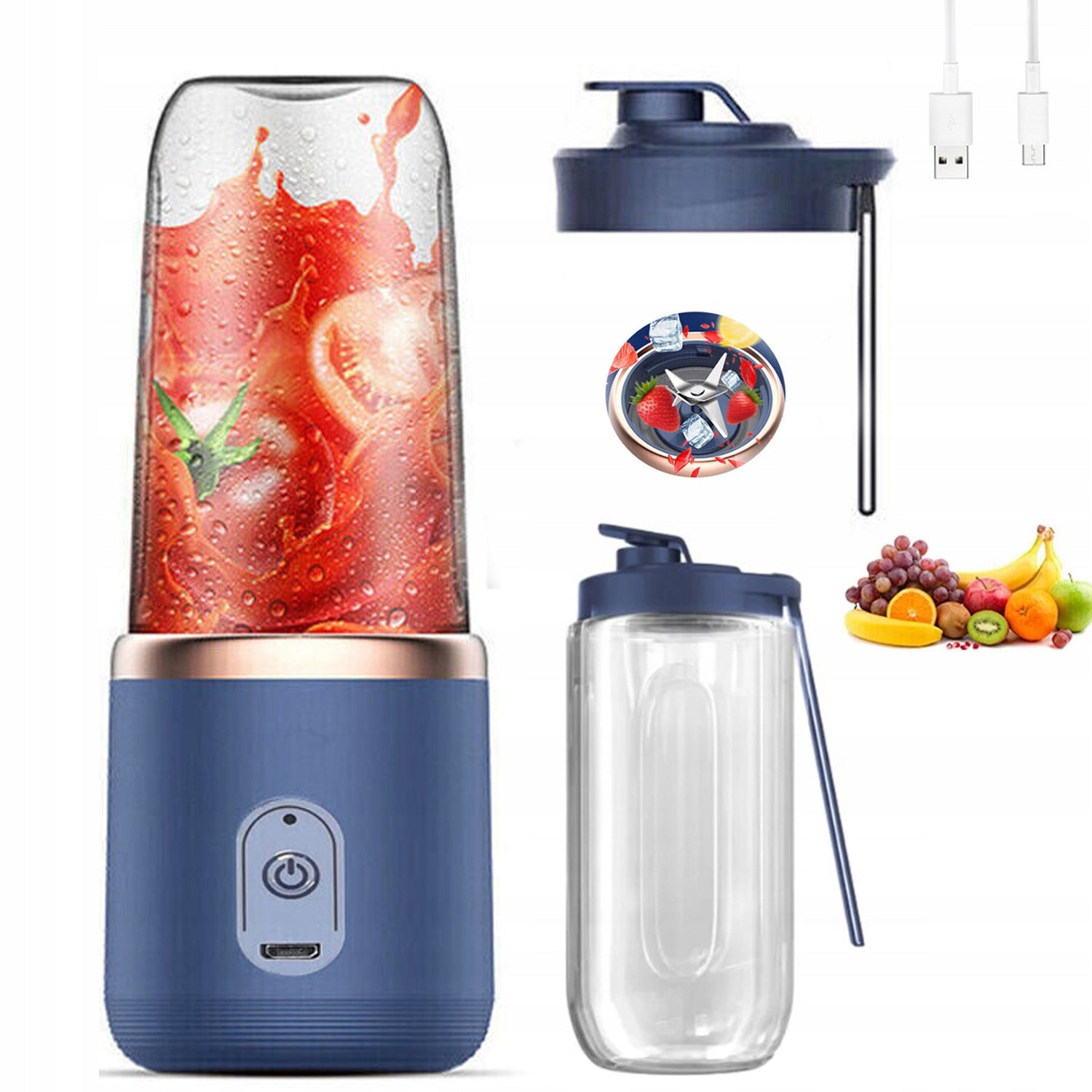 BLENDER TRAVEL MIXER PORTABLE SHAKER, SIX SERRATED BLADES,400ML
