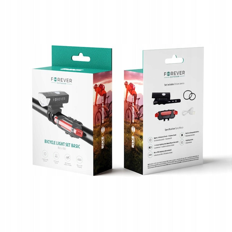 BLG-100 Basic Rechargeable Bike Light Set Forever Outdoor Brand Forever