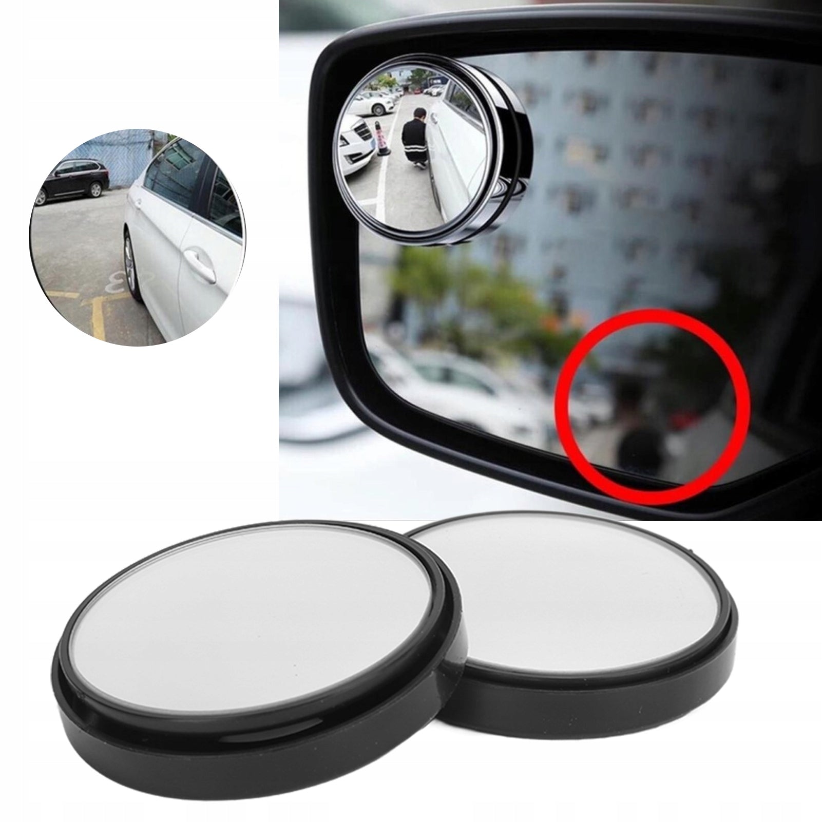 BLIND SPOT REARVIEW MIRROR AUXILIARY 360 DEGREE ADJUSTABLE ROTATION 2PCS Brand no brand