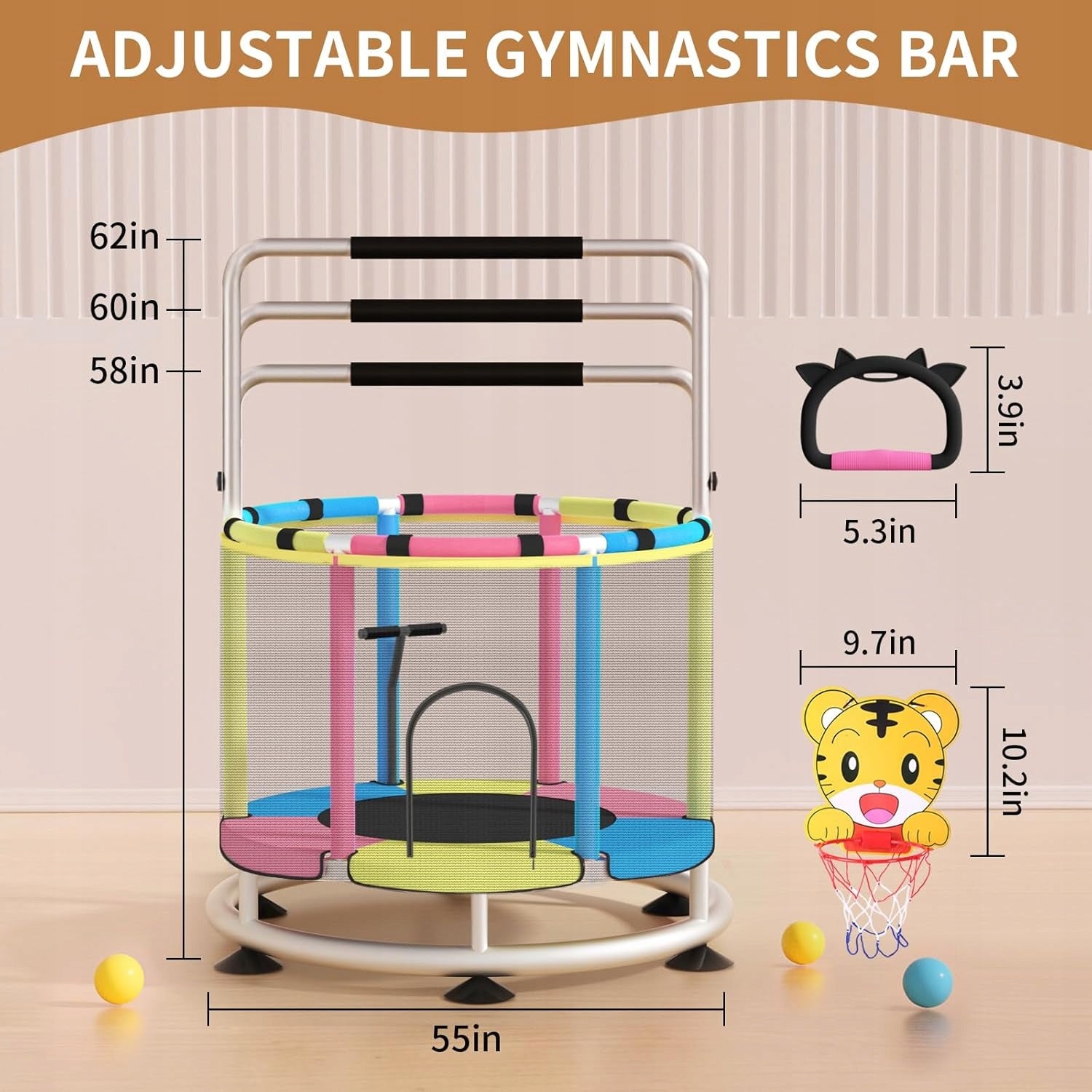 BLINWORLD Children's Trampoline 140 cm With Mesh For Interior And Garden Brand no brand