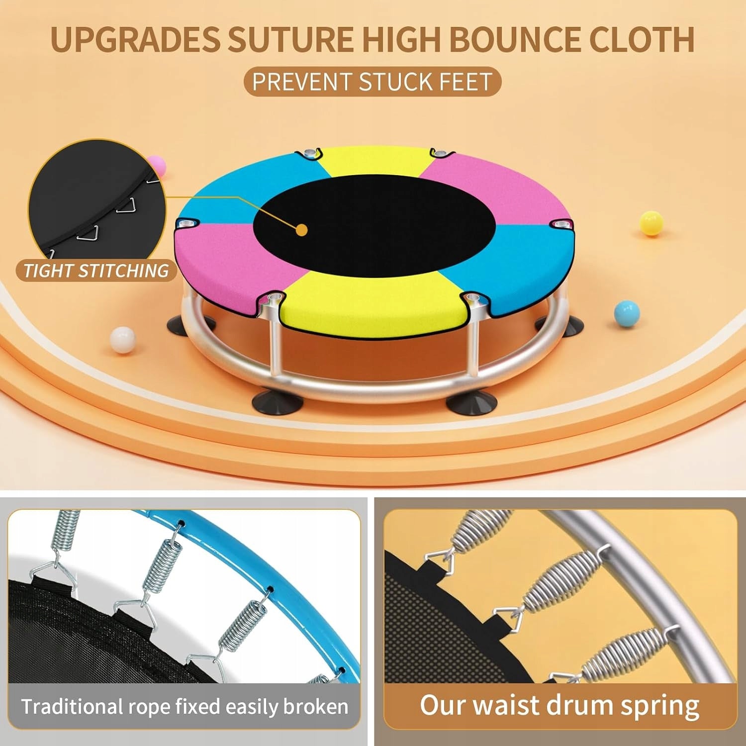 BLINWORLD Children's Trampoline 140 cm With Mesh For Interior And Garden Kind with net