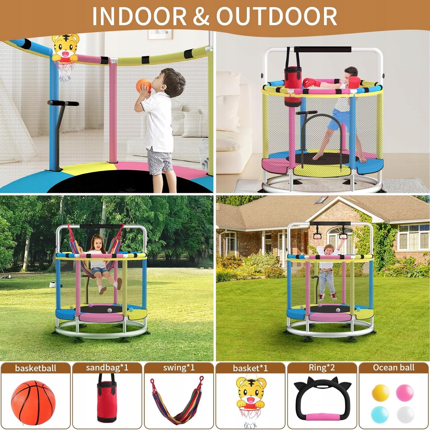 BLINWORLD Children's Trampoline 140 cm With Mesh For Interior And Garden Max. weight load 200 kg