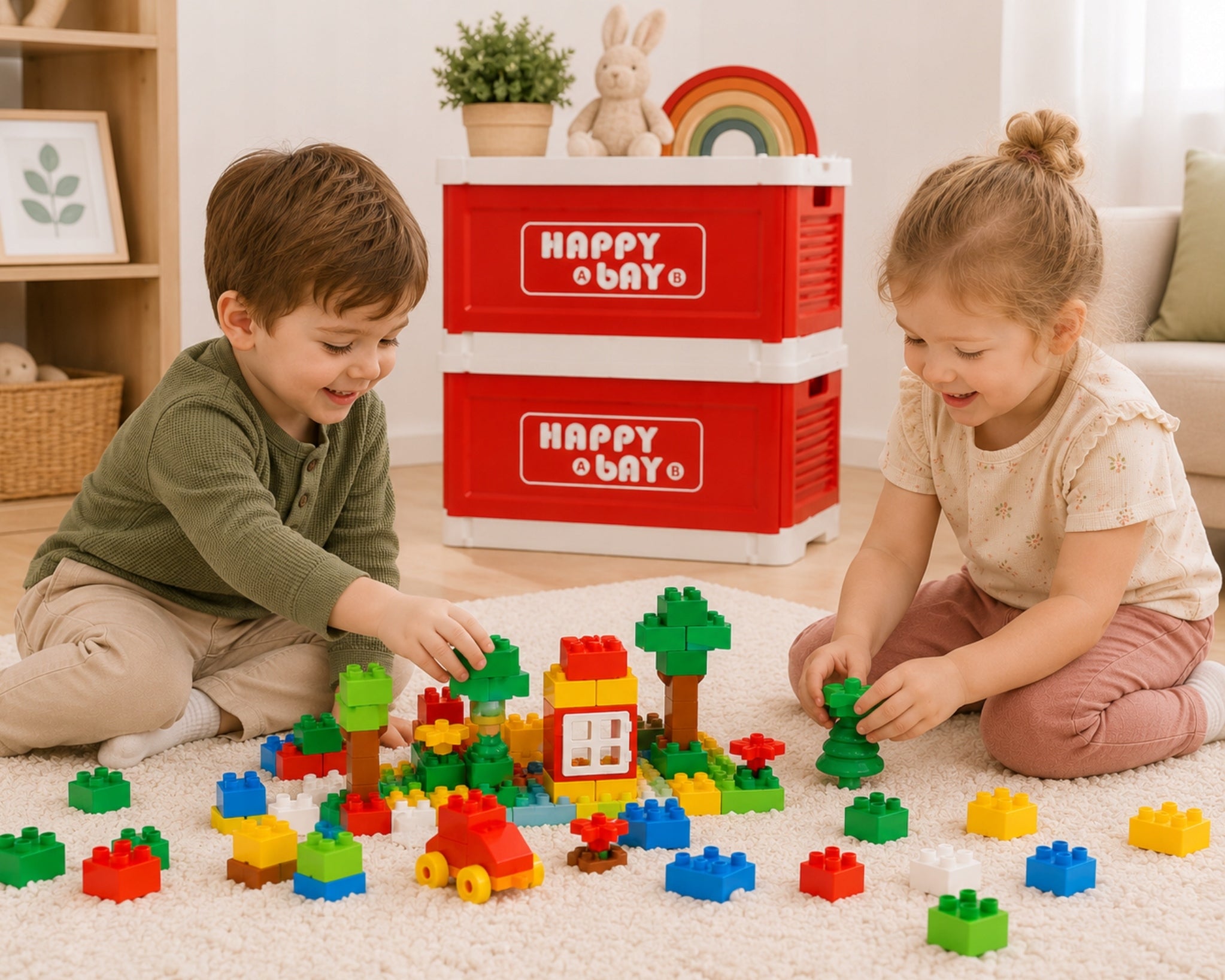 BLOCK CONTAINER TOY ORGANIZER FOLDING ON WHEELS TOP LEGO DUPLO Packaging status original