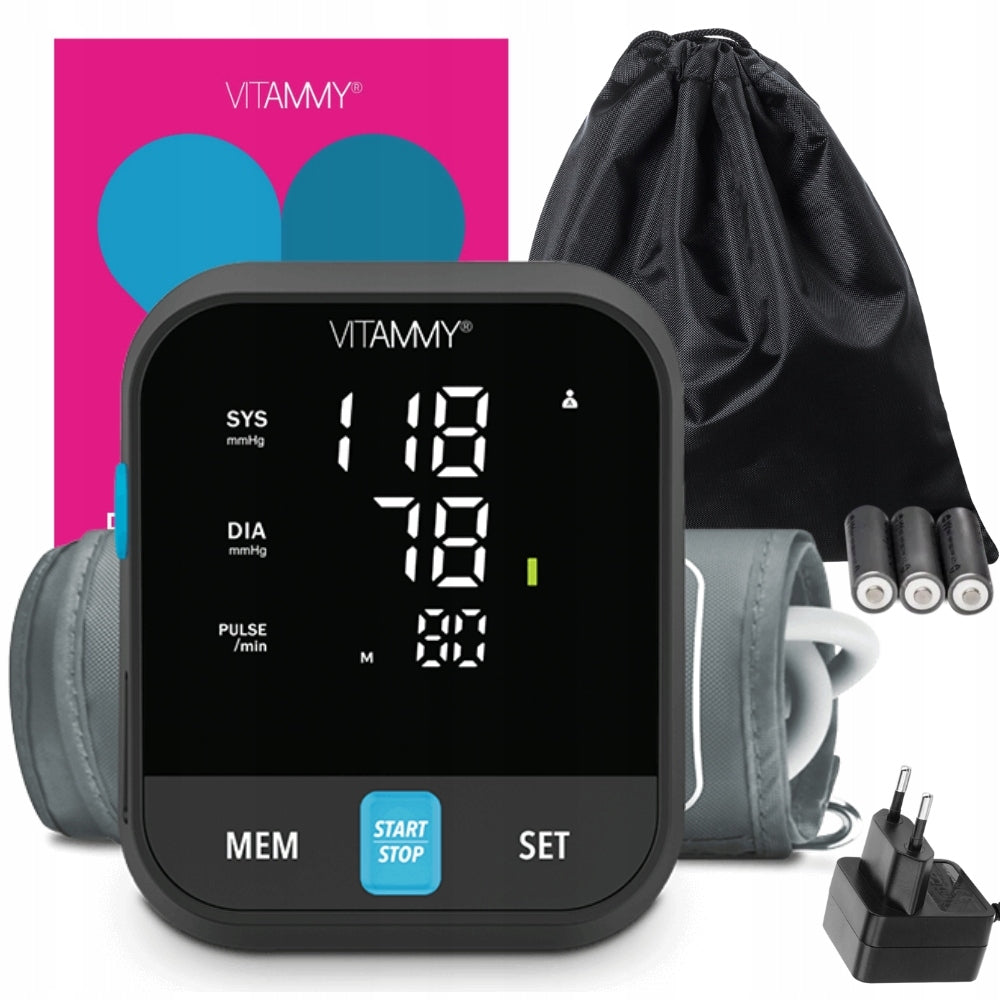 BLOOD PRESSURE MONITOR VITAMMY NEXT E5 SPEAKS in Polish ARRHYTHMIA CASE POWER SUPPLY FREEBIE