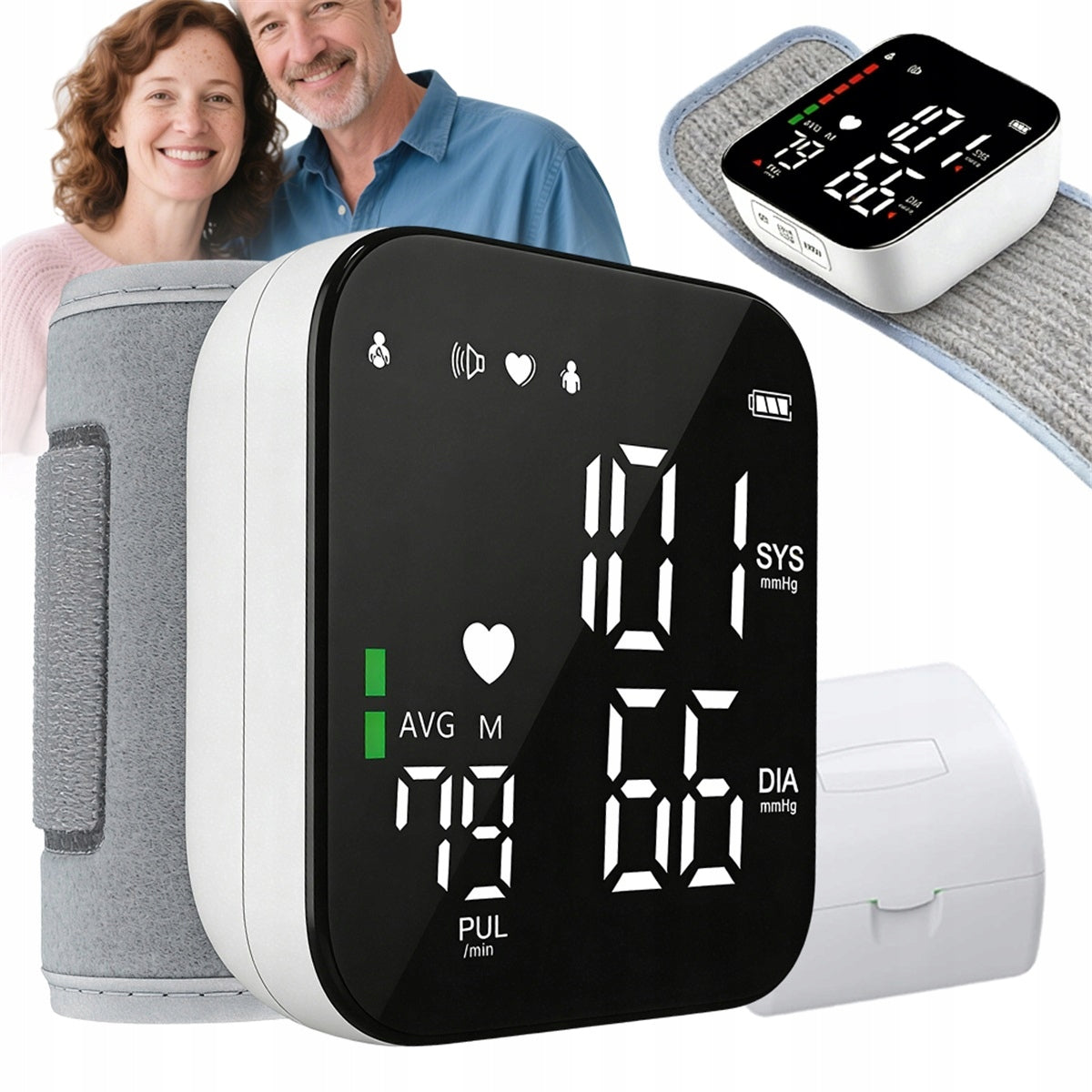 BLOOD PRESSURE MONITOR WITH BACKLIT LED AND FAST MEASUREMENT IN 50 SECONDS
