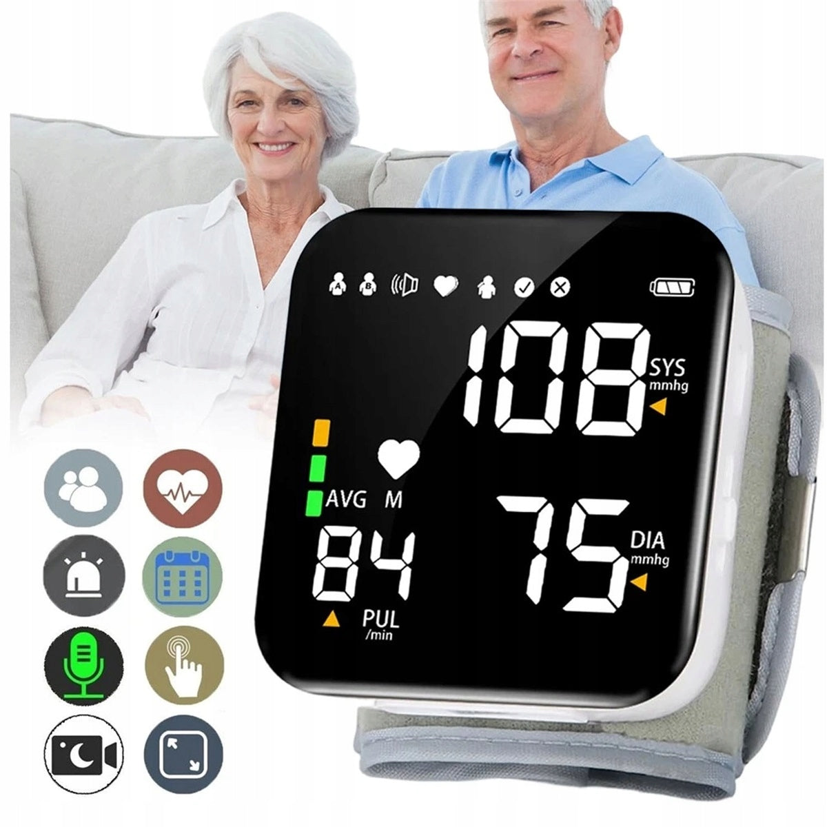 BLOOD PRESSURE MONITOR WITH LED DISPLAY AND ADJUSTABLE CUFF GREY