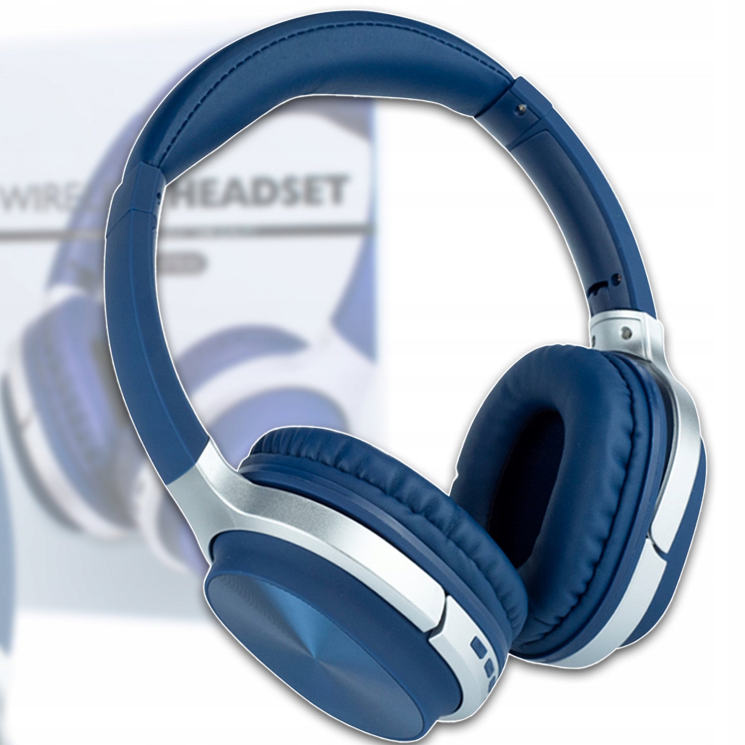 BLUE BLUETOOTH HEADPHONES WIRELESS COMFORTABLE ON-EAR WITH MICROPHONE