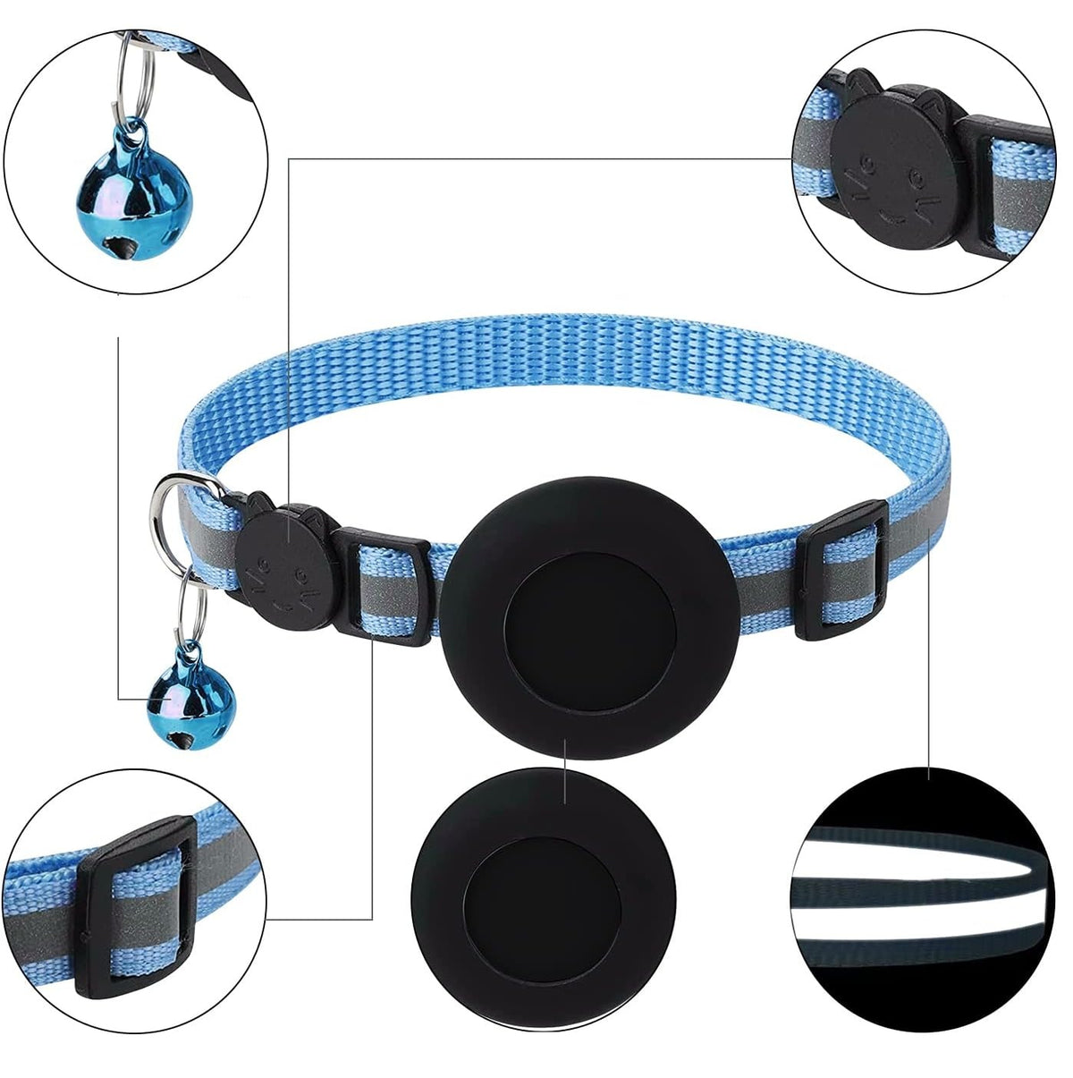 BLUE CAT COLLAR REFLECTIVE FOR AIRTAG LOCATOR HOLDER Manufacturer code 72626732