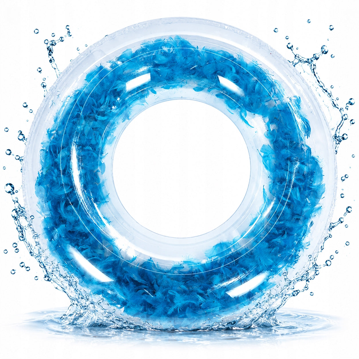 BLUE INFLATABLE WHEEL WITH FEATHERS 90 CM FOR POOL BY THE WATER