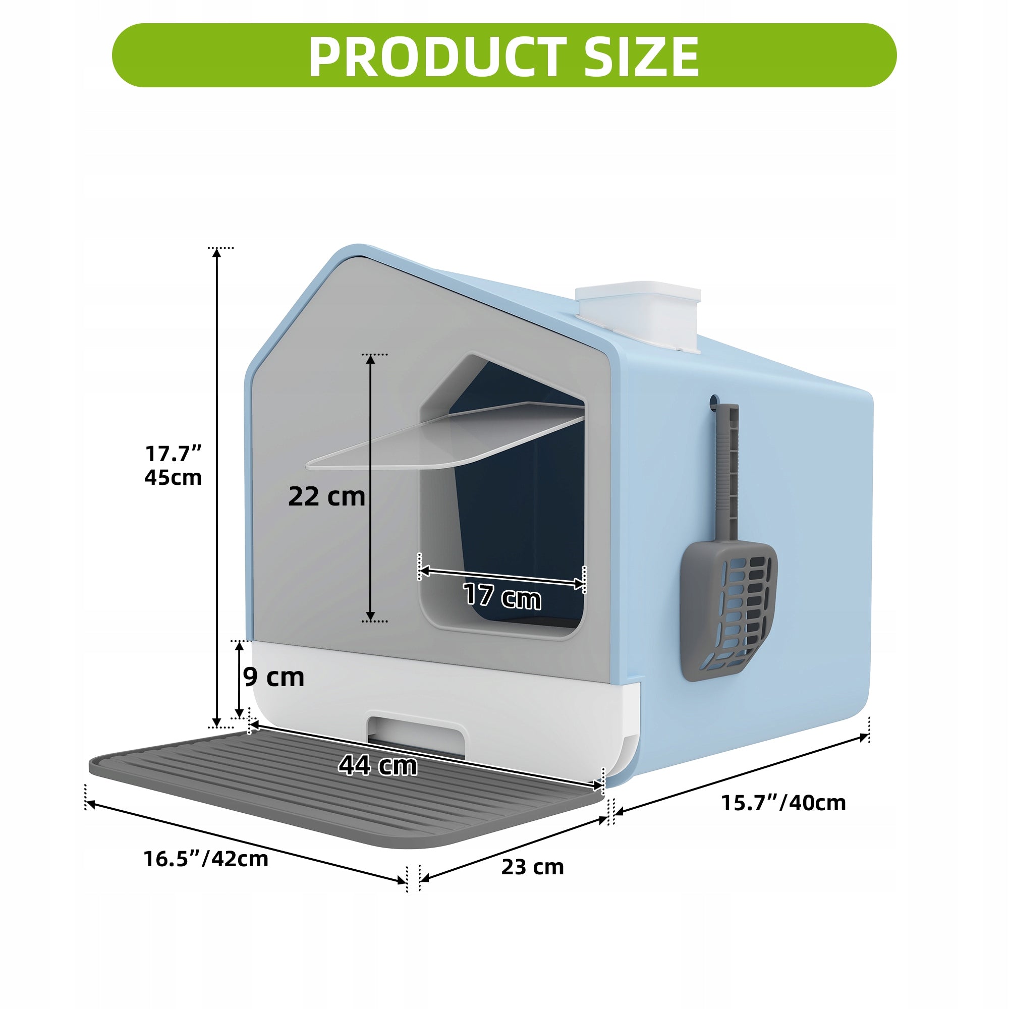 BLUE Large cat litter box closed Spatula+PP+AS XXL Brand no brand