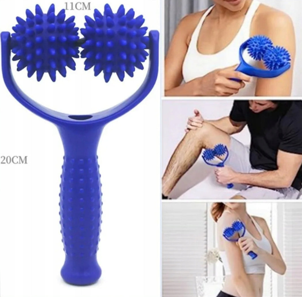 BLUE MANUAL ROLLER MASSAGER FOR MUSCLE RELAXATION AND STRETCHING Brand Goaduoynt