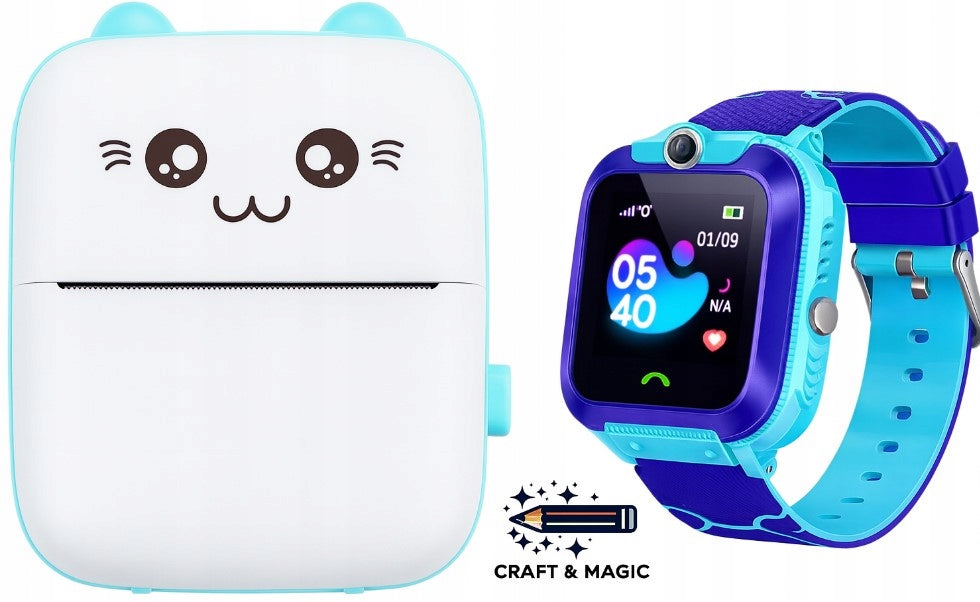BLUE SMARTWATCH CRAFT + THERMAL PRINTER + THERMAL PAPER