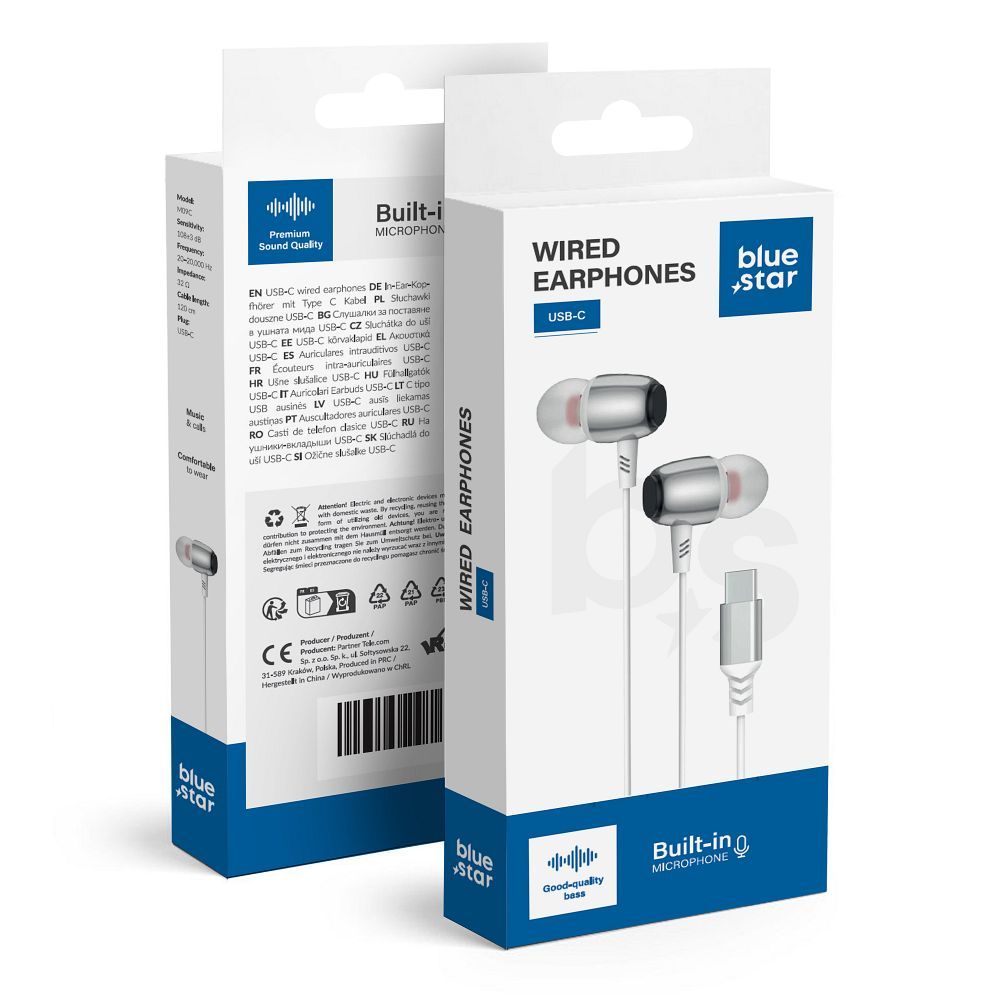 BLUE STAR Type C Wired Headphones (DAC) with Microphone M09C 1,2 m white #2