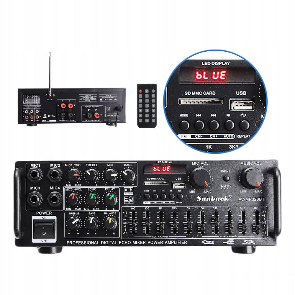 BLUETOOTH 2000W FM STEREO AMPLIFIER RECEIVER Radio + REMOTE CONTROL Model ffbn7776