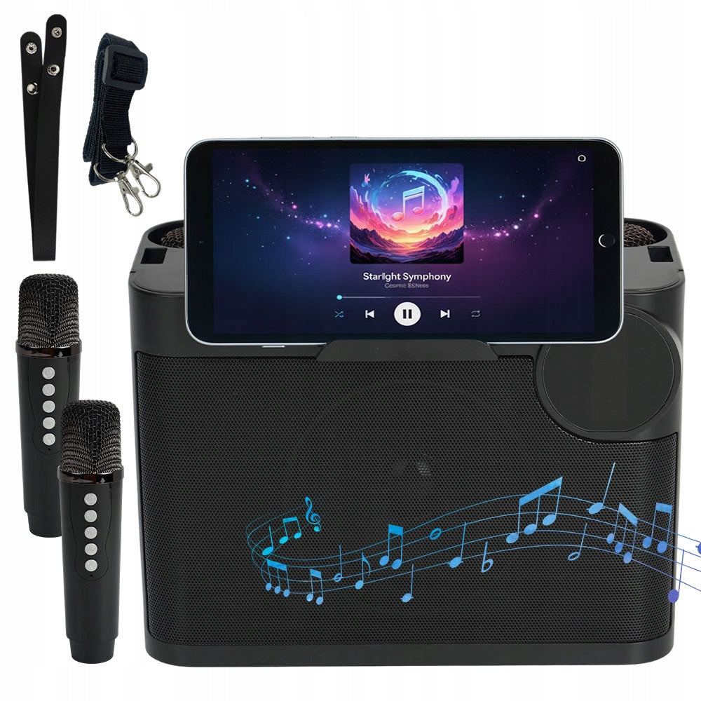 BLUETOOTH 5.3 KARAOKE KIT 10W SPEAKER WITH 2 MICROPHONES VOICE EFFECTS AND LED