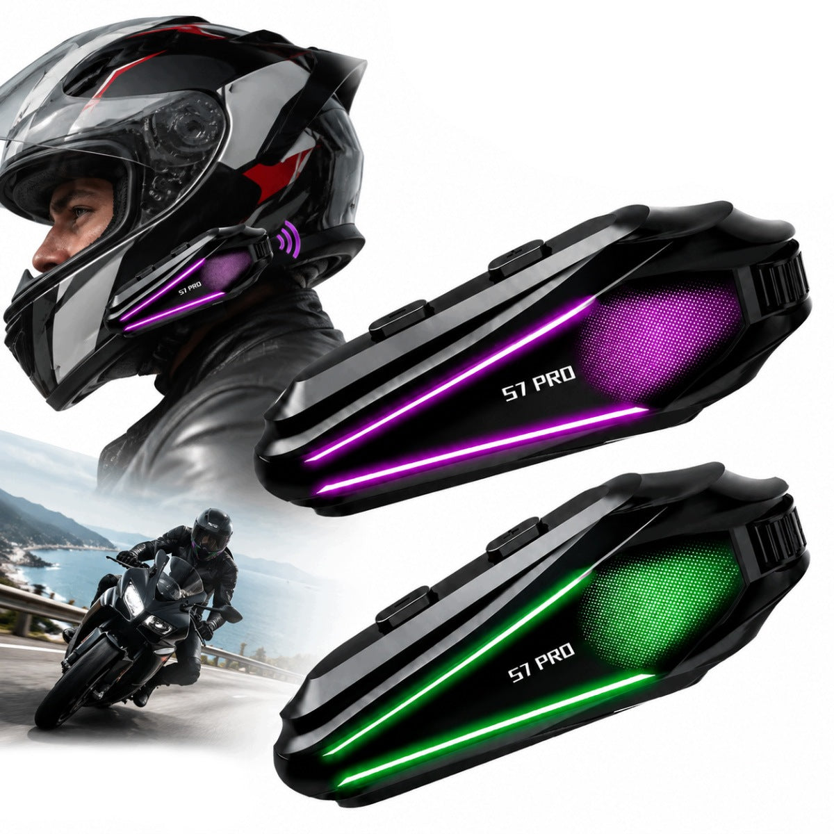 BLUETOOTH 5.3 Motorcycle Intercom System for 2 Helmets - BT5.3, IP67, 1000M