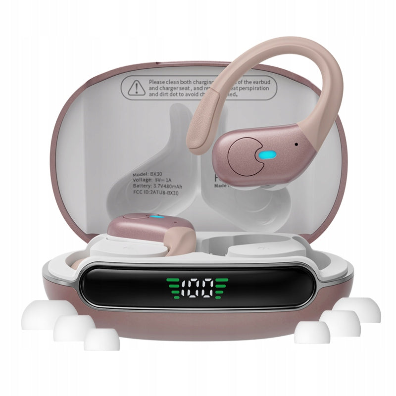 BLUETOOTH 5.3 WIRELESS BEHIND-THE-EAR HEADPHONES IN-EAR BASS TALK ROSES Packaging status original