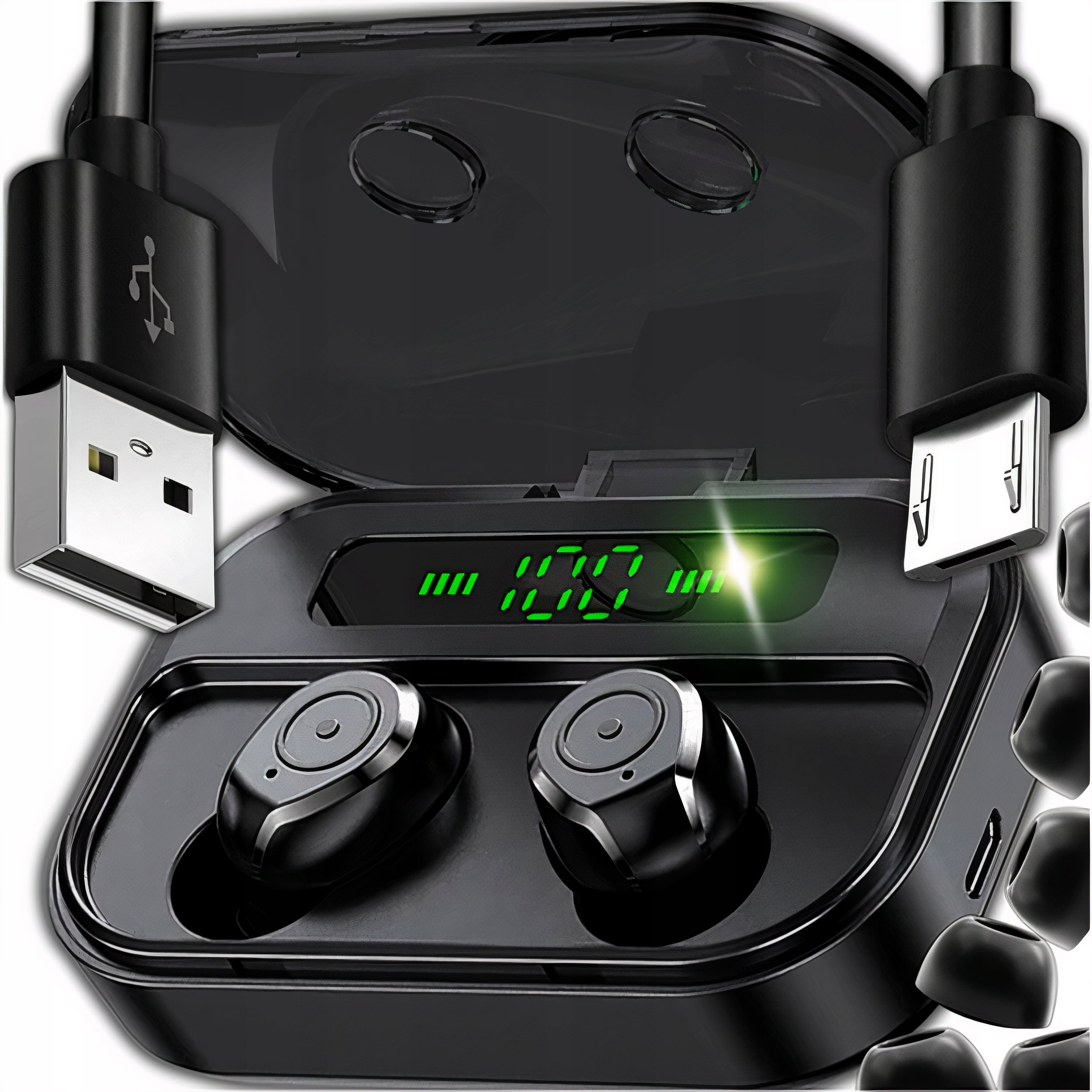 BLUETOOTH 5.3 WIRELESS EARBUDS SPORTS TOUCH + POWERBANK