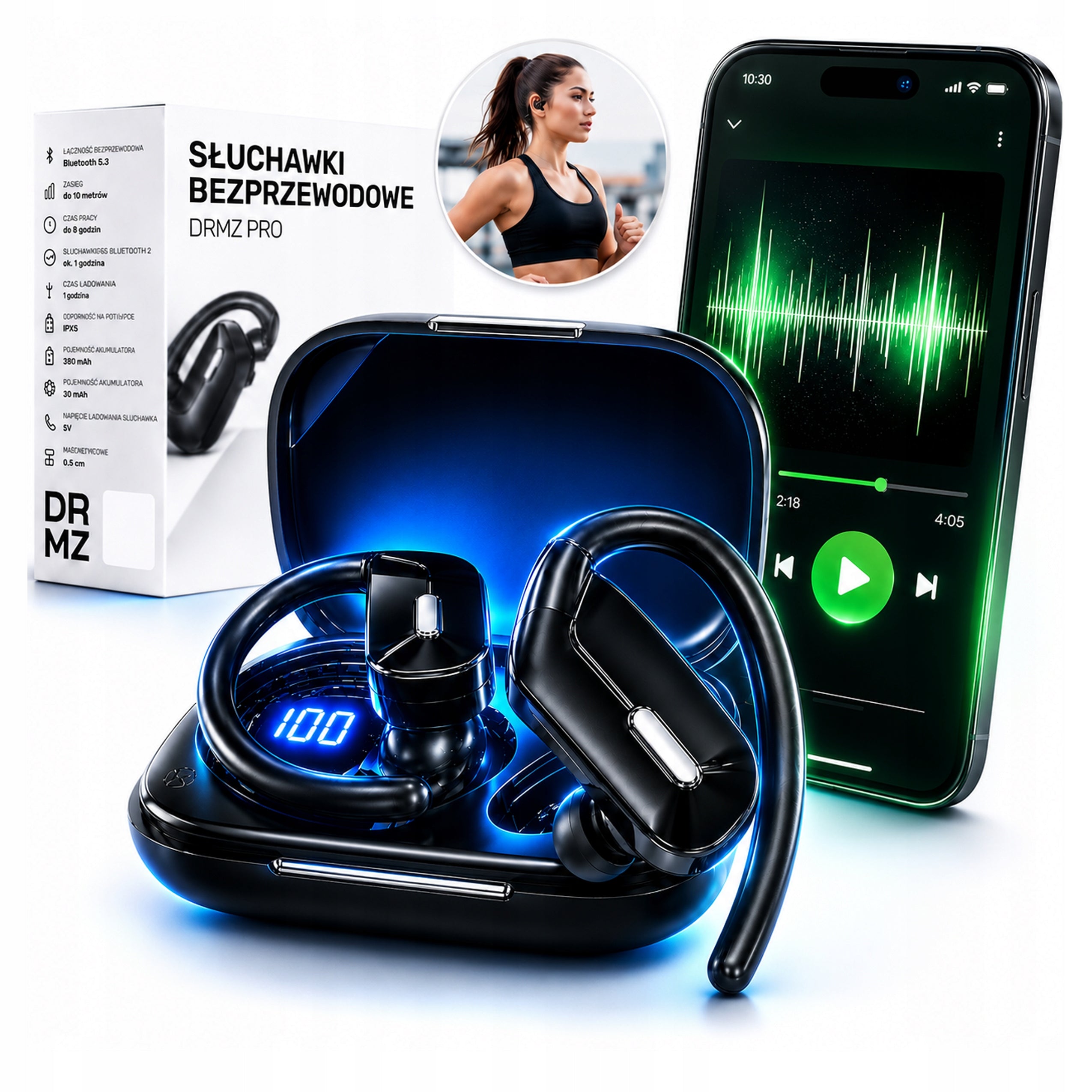 BLUETOOTH 5.3 WIRELESS HEADPHONES IN-EAR USB-C SPORTS LED EDR TWS