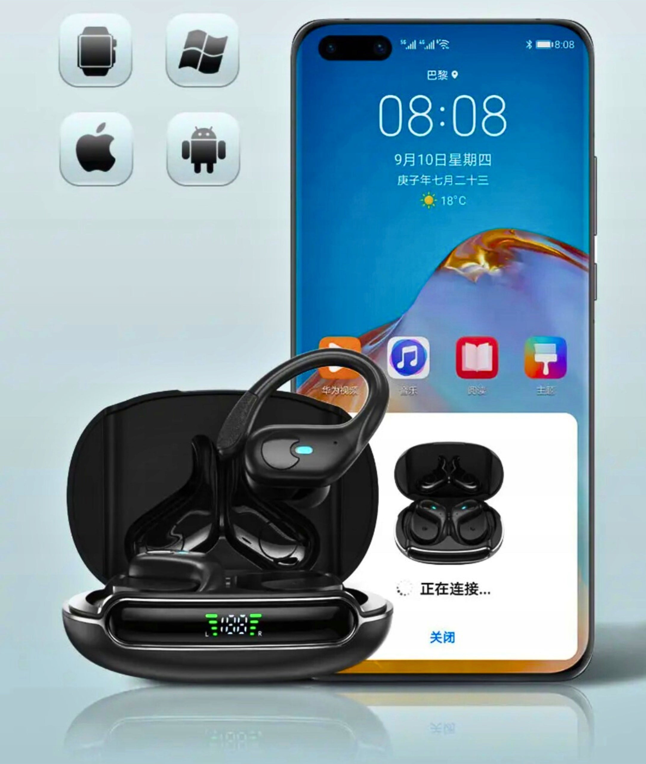 BLUETOOTH 5.3 WIRELESS IN-EAR HEADPHONES BASS Talk Packaging status original