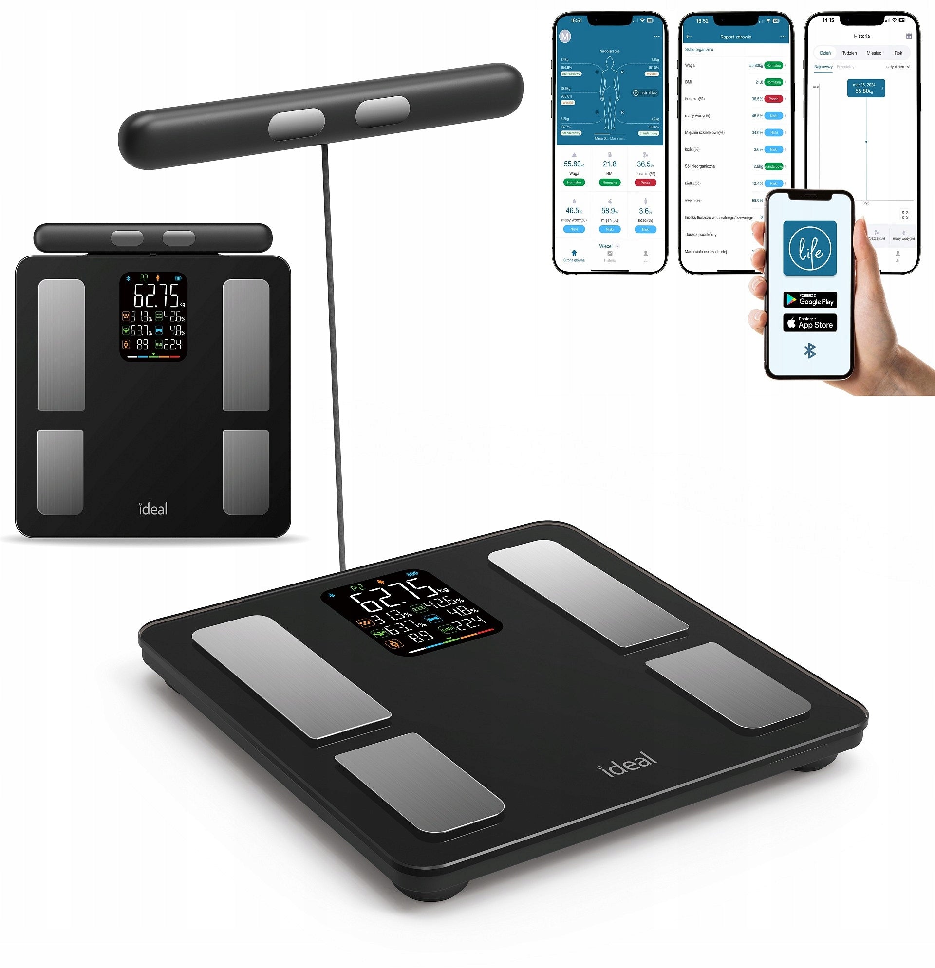 BLUETOOTH BATHROOM SCALE ANALYTICAL SMART Apple Health Google Fit