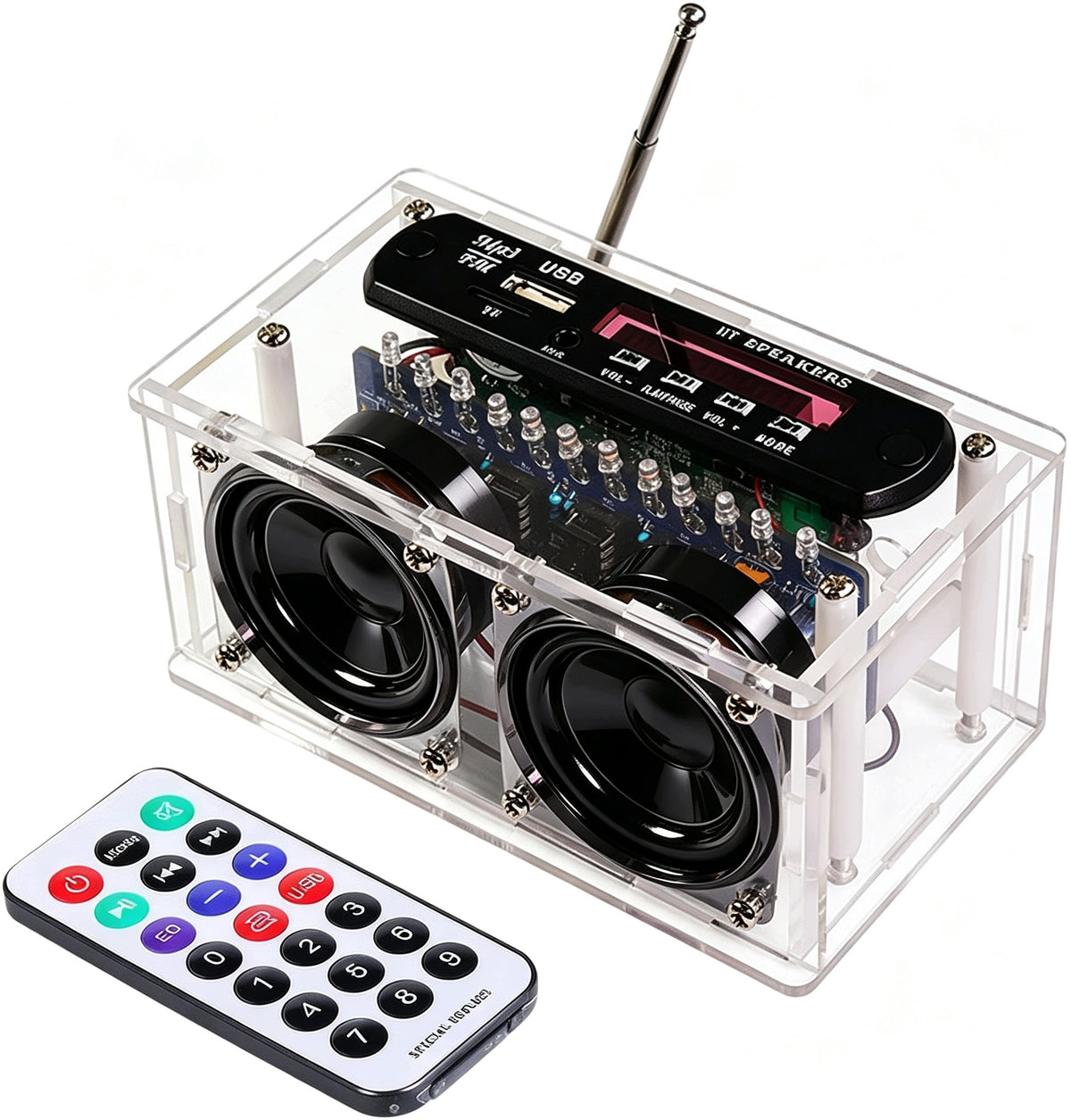 BLUETOOTH DIY SPEAKER FOR SELF-ASSEMBLY RADIO FM LED REMOTE CONTROL