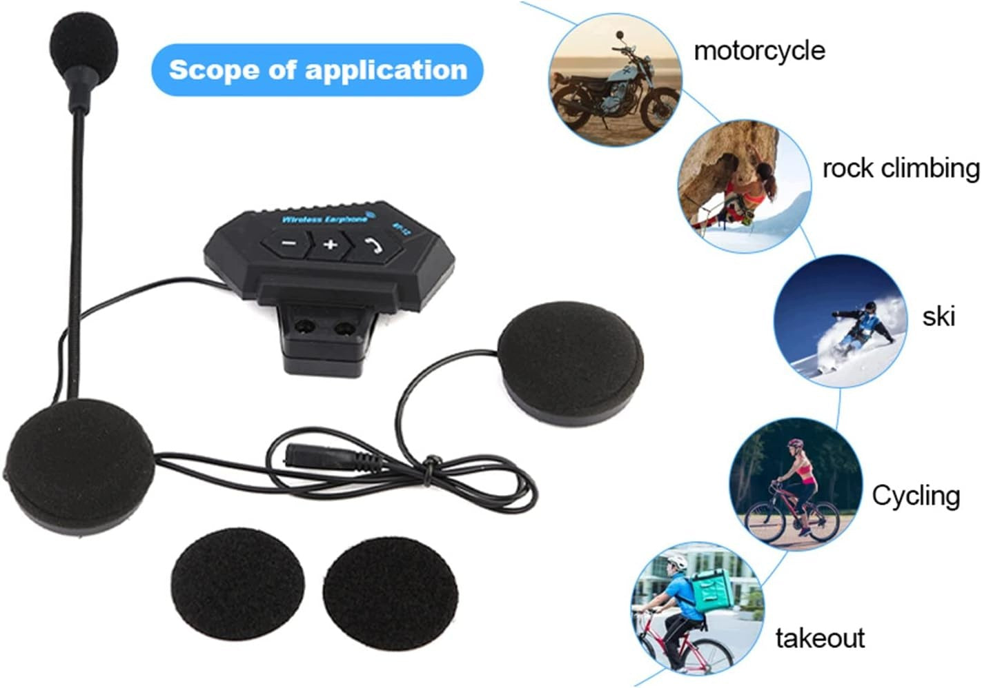 BLUETOOTH HEADPHONES FOR MOTORCYCLE HELMET HI-FI WIRELESS Customs tariff code 85176200