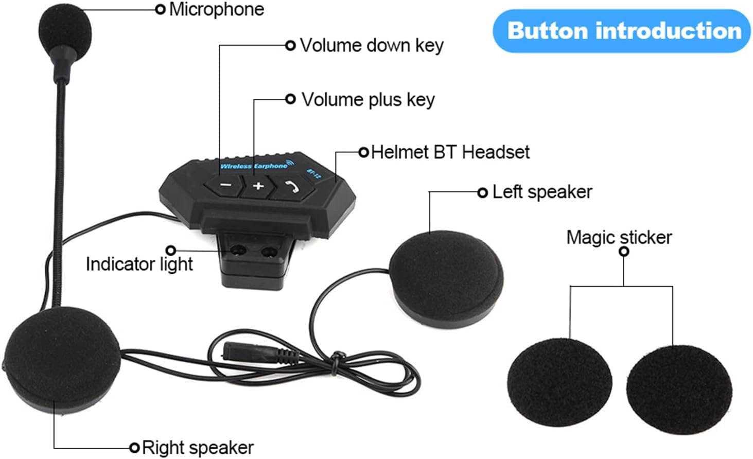 BLUETOOTH HEADPHONES FOR MOTORCYCLE HELMET HI-FI WIRELESS Manufacturer no brand