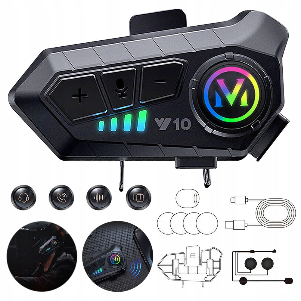 BLUETOOTH HEADSET FOR MOTORCYCLE HELMET 20 M 1000 MAH IPX6