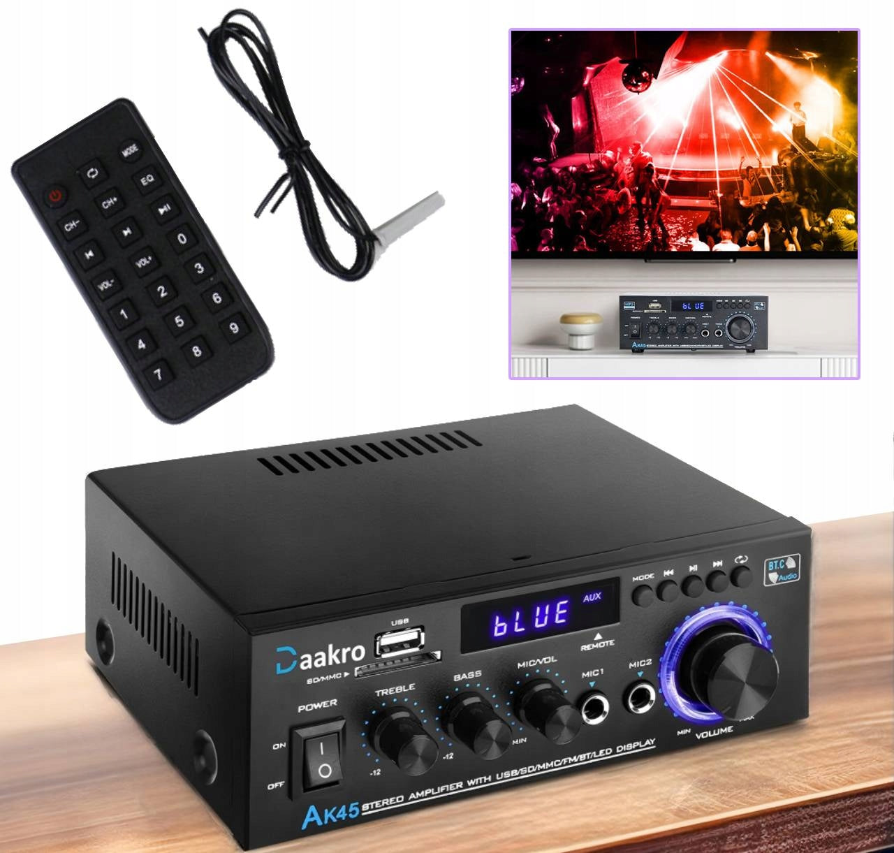 BLUETOOTH HIFI STEREO AMPLIFIER 2-CHANNEL DIGITAL AUDIO 1000W