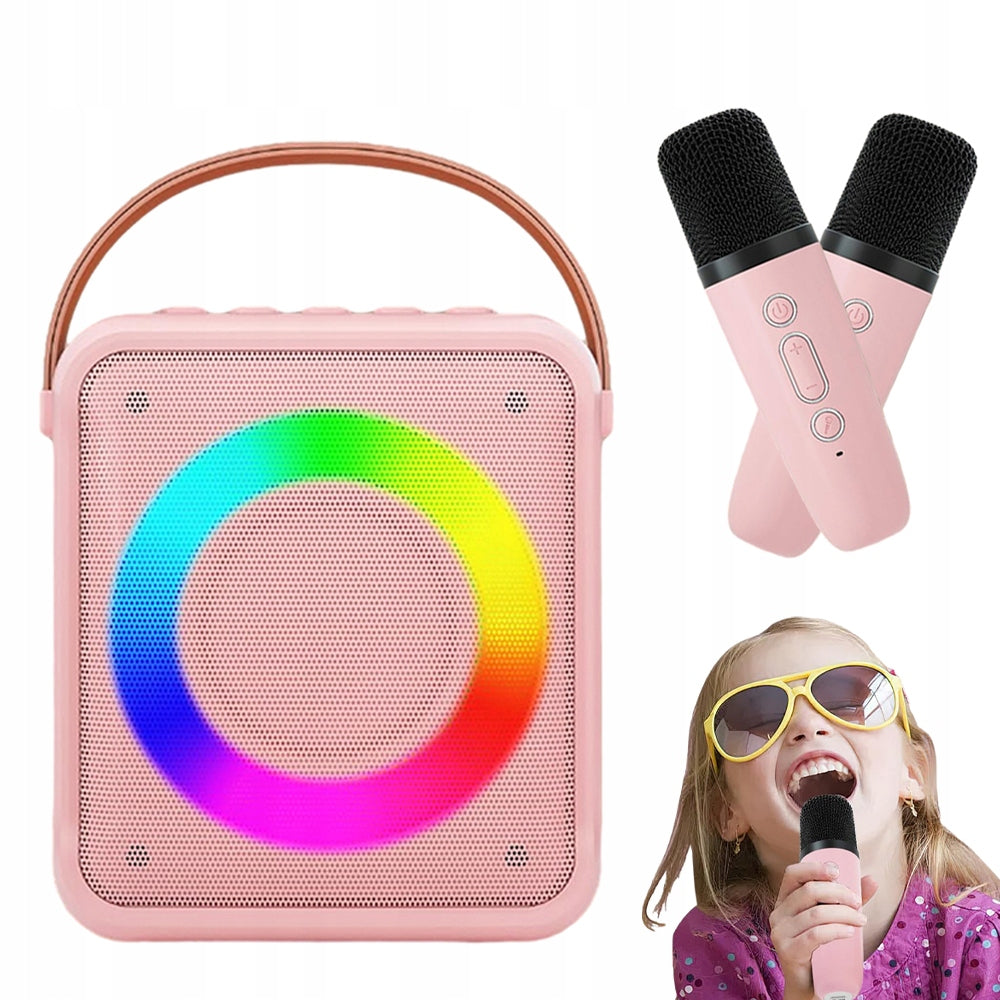 BLUETOOTH KARAOKE MACHINE 5 LIGHTING MODES 2 WIRELESS MICROPHONES