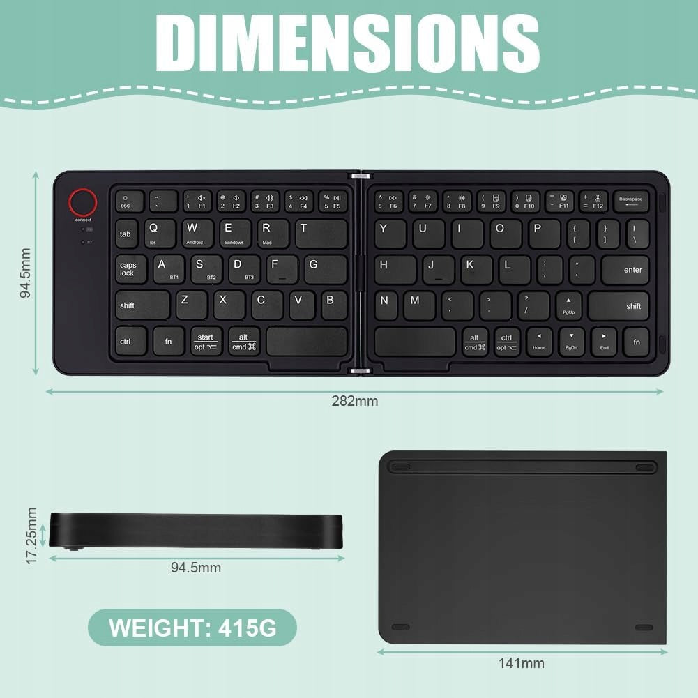 BLUETOOTH KEYBOARD FOLDABLE WIRELESS PORTABLE RECHARGEABLE Manufacturer no brand