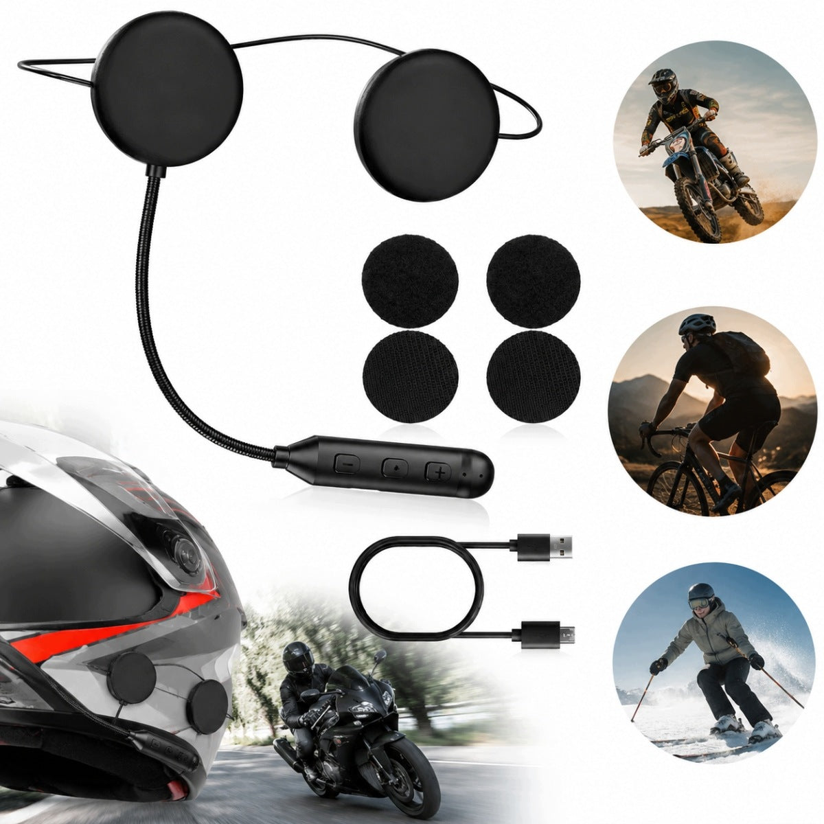 BLUETOOTH MOTORCYCLE HELMET HEADPHONES FOR HELMET MOTORCYCLE BIKE