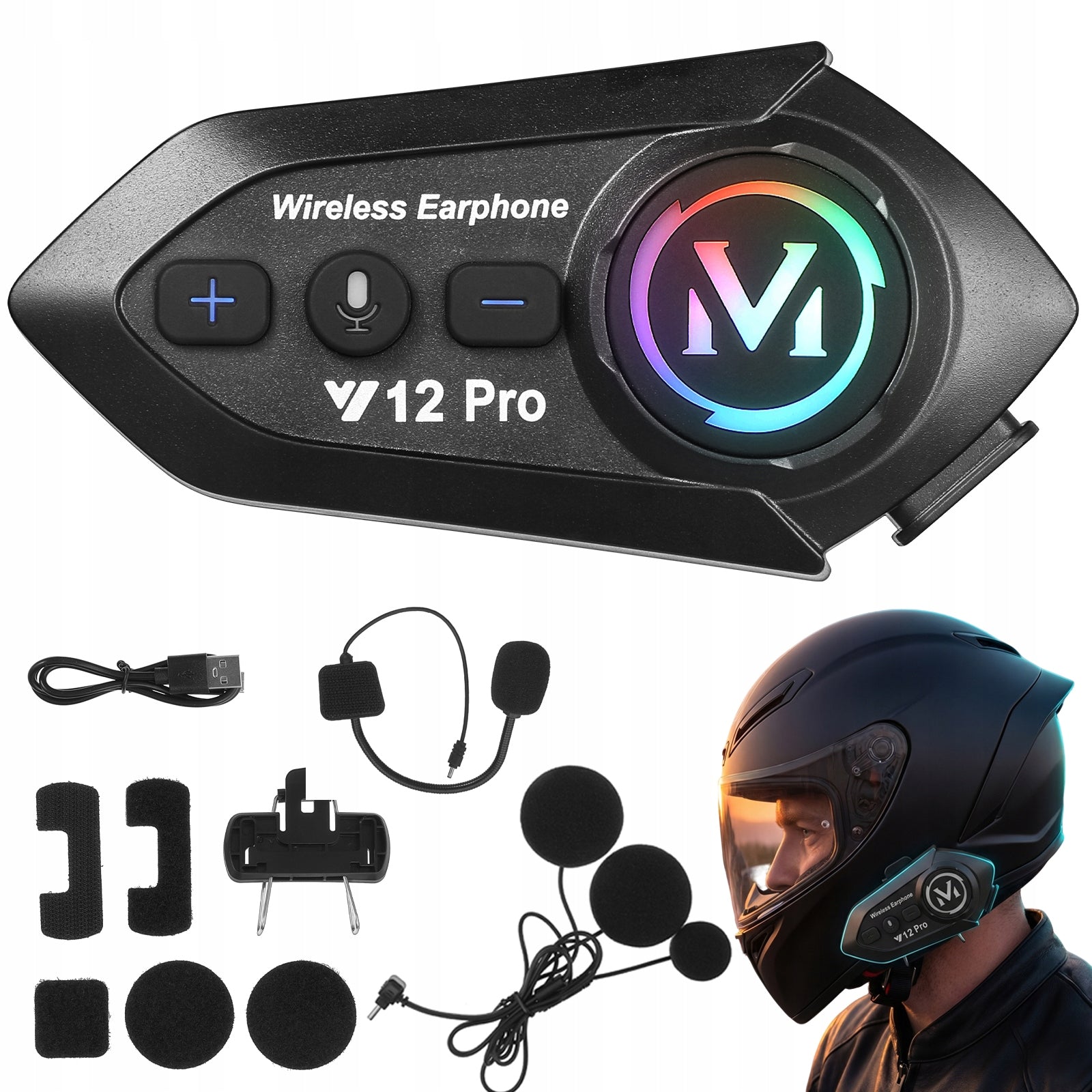 BLUETOOTH MOTORCYCLE INTERCOM Y12Pro | 500M | MUSIC SHARING | CROSS-BRAND