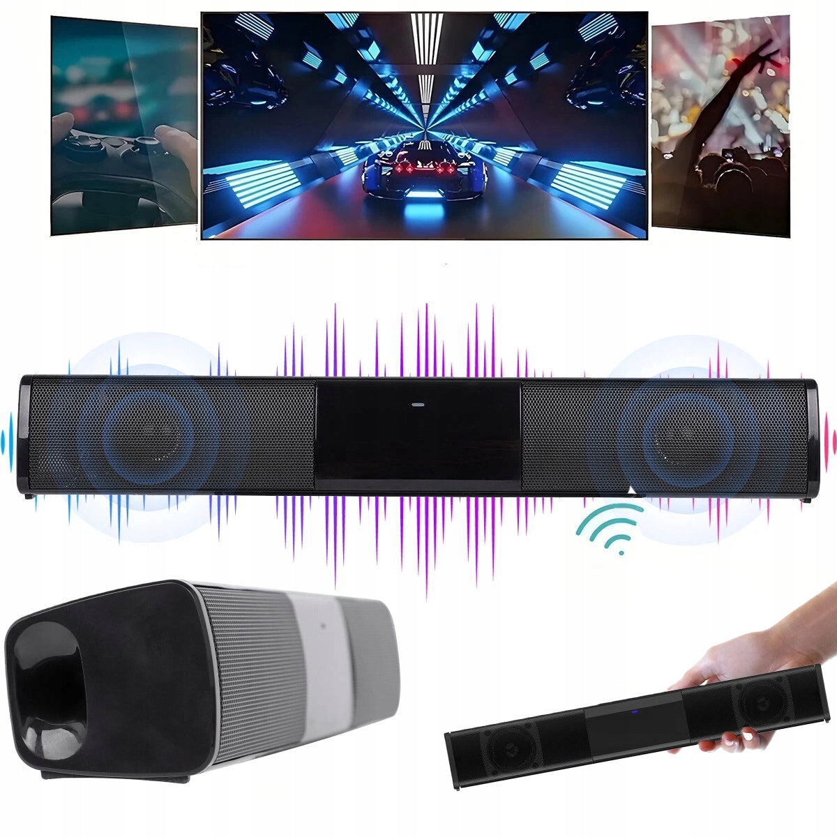 BLUETOOTH SPEAKER 5.0 FM SOUNDBAR FOR LAPTOP COMPUTER FM USB BLACK