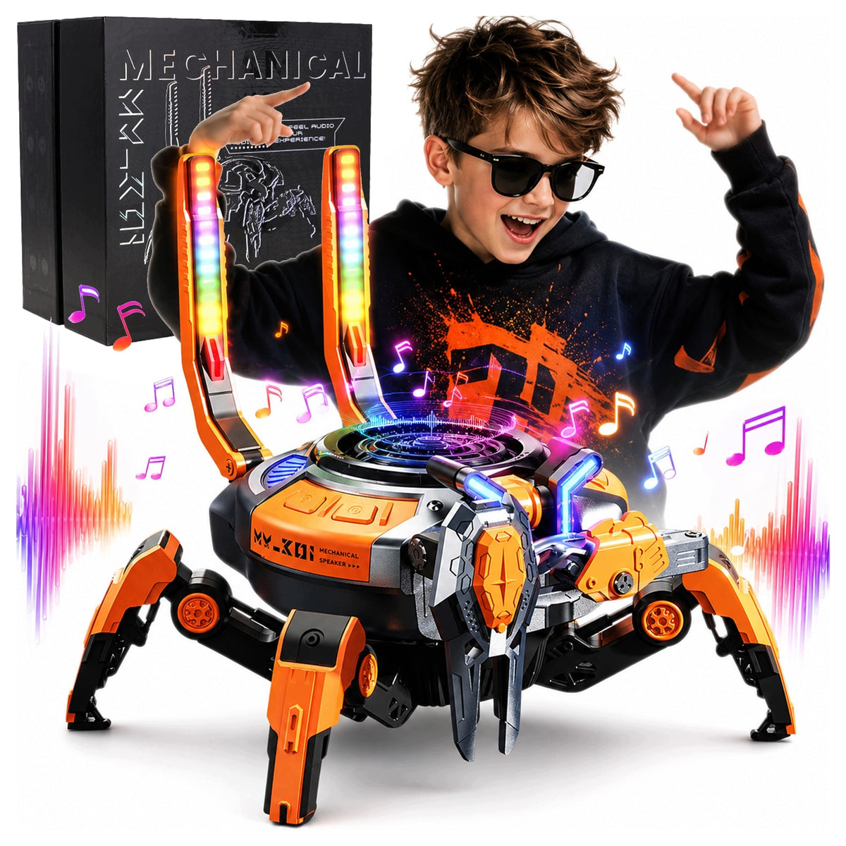 BLUETOOTH SPEAKER 5.0 WIRELESS FOR MP3 PLAYER TWS RGB LED MECHA CRAB