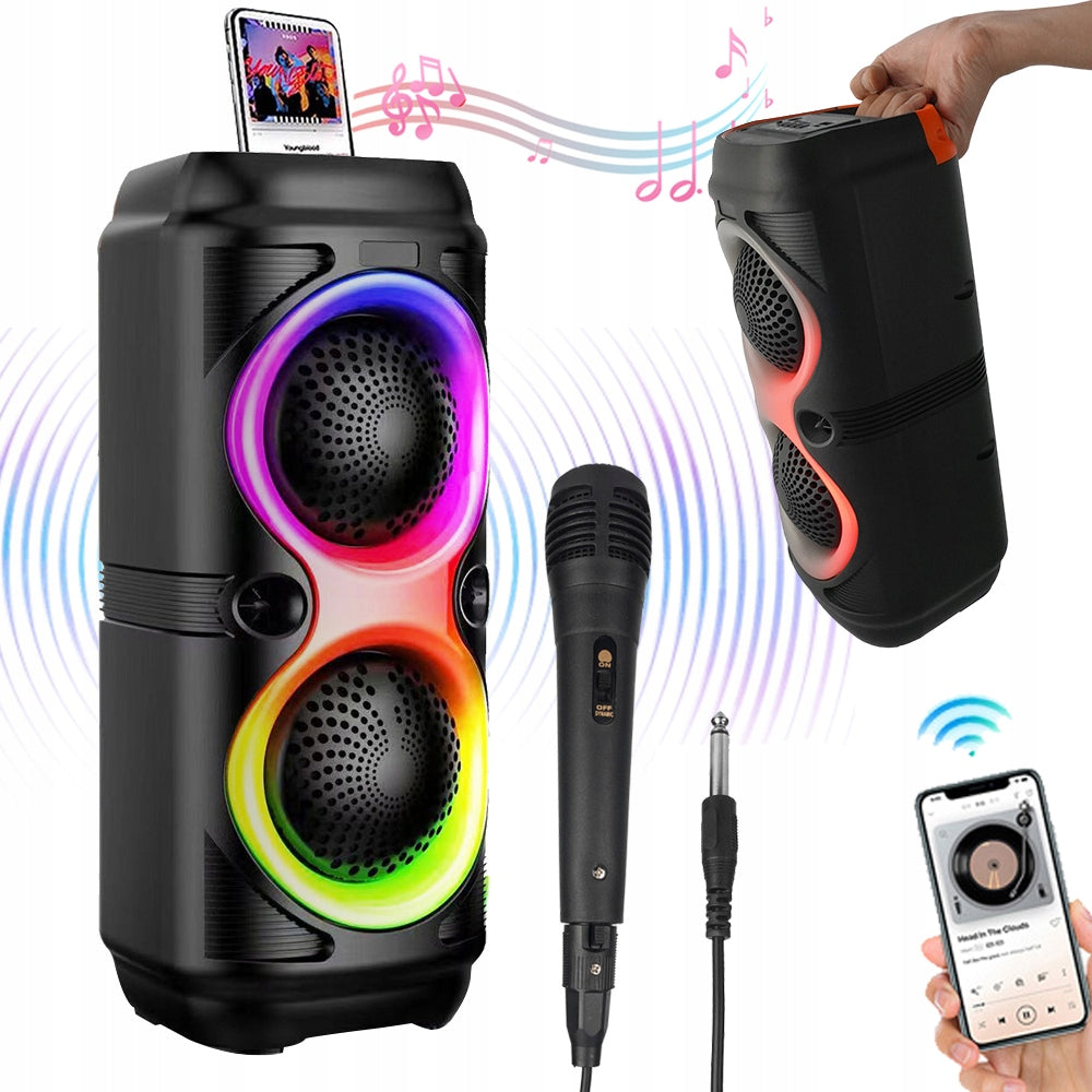 BLUETOOTH SPEAKER 5.0 WITH MICROPHONE 1800MAH BATTERY FOR EVENTS 7RGB COLORS