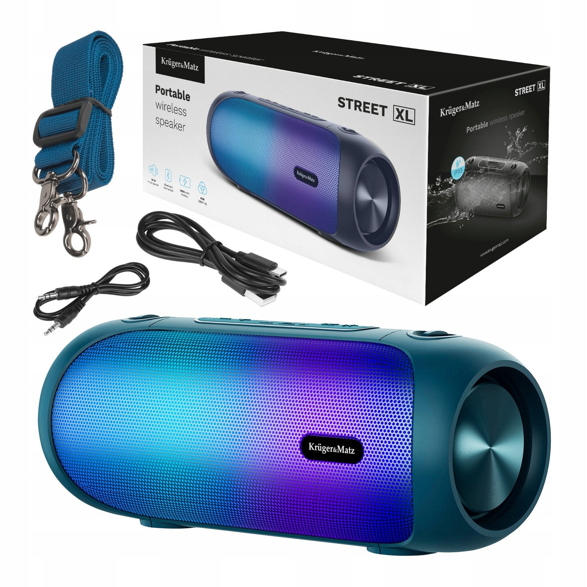 BLUETOOTH SPEAKER AUX 30W RADIO FM BT 5.0 BOOMBOX PLAYING AUDIO FILES