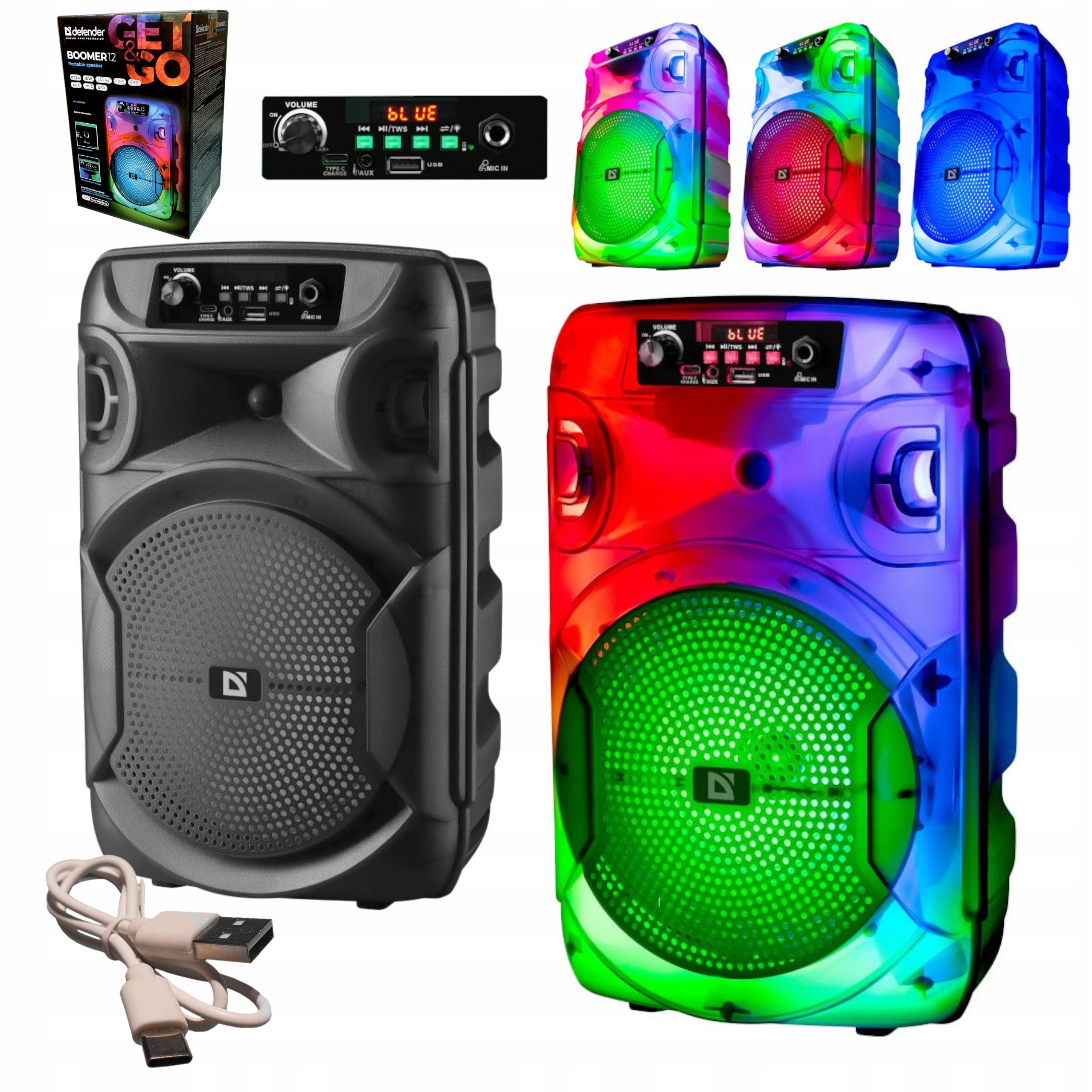 BLUETOOTH SPEAKER BOOMER 12 15W LED/BT/FM/USB/AUX/MIC WIRELESS
