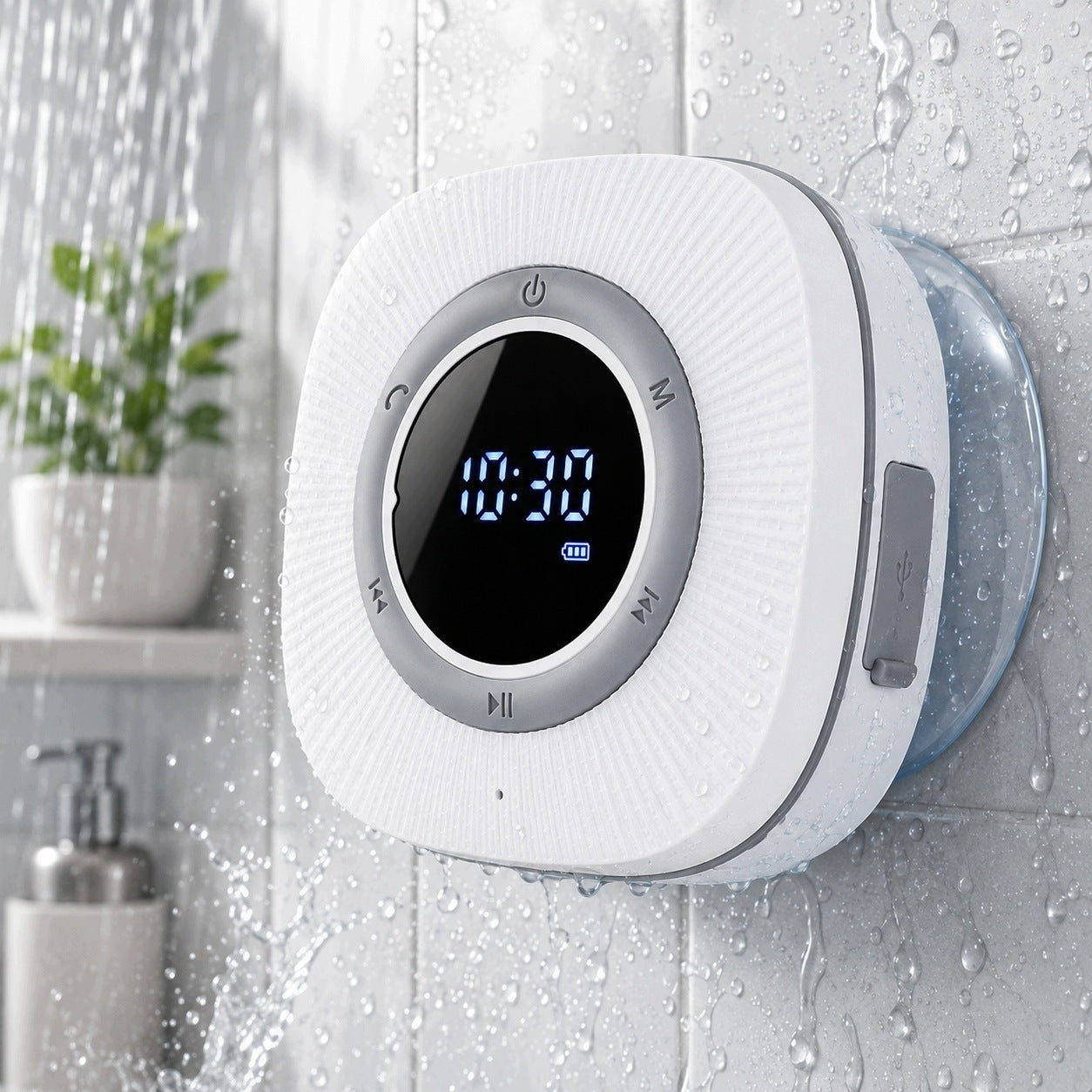 BLUETOOTH SPEAKER FOR SHOWER RADIO FM IPX6 LED ALARM USB-C MEDION