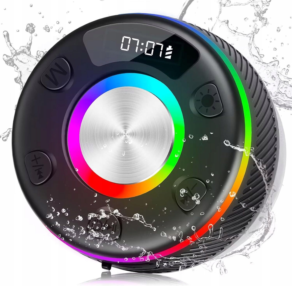 BLUETOOTH SPEAKER FOR SHOWER WATERPROOF IPX7 LED RGB RADIO FM SUCTION CUP