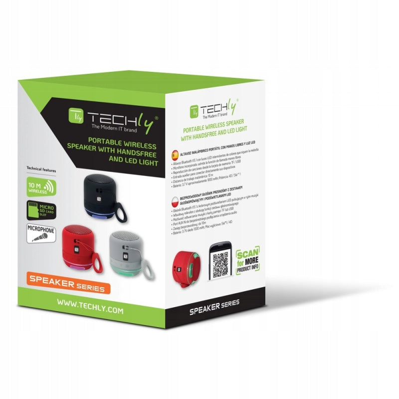 BLUETOOTH SPEAKER LED GREY Brand Techly