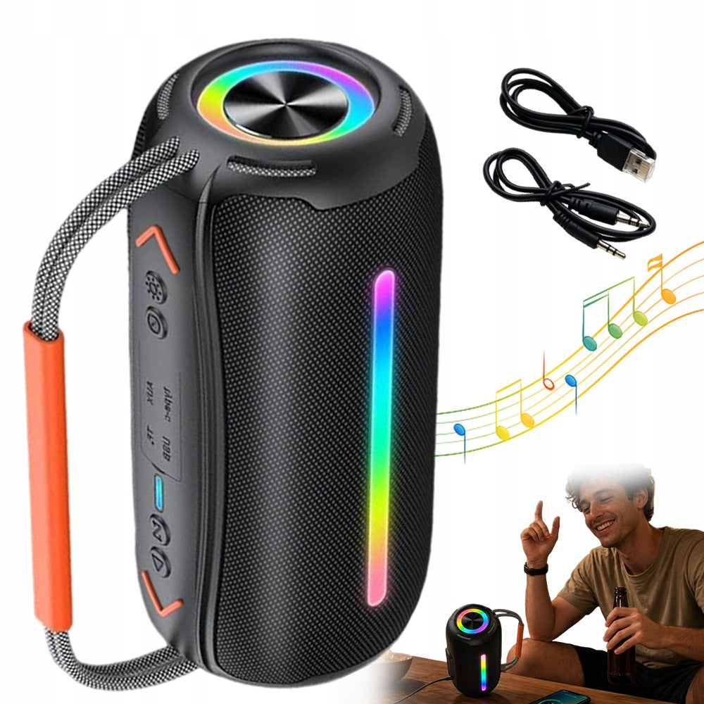 BLUETOOTH SPEAKER PORTABLE IPX6 20W RGB AUX USB POWERBANK BLACK