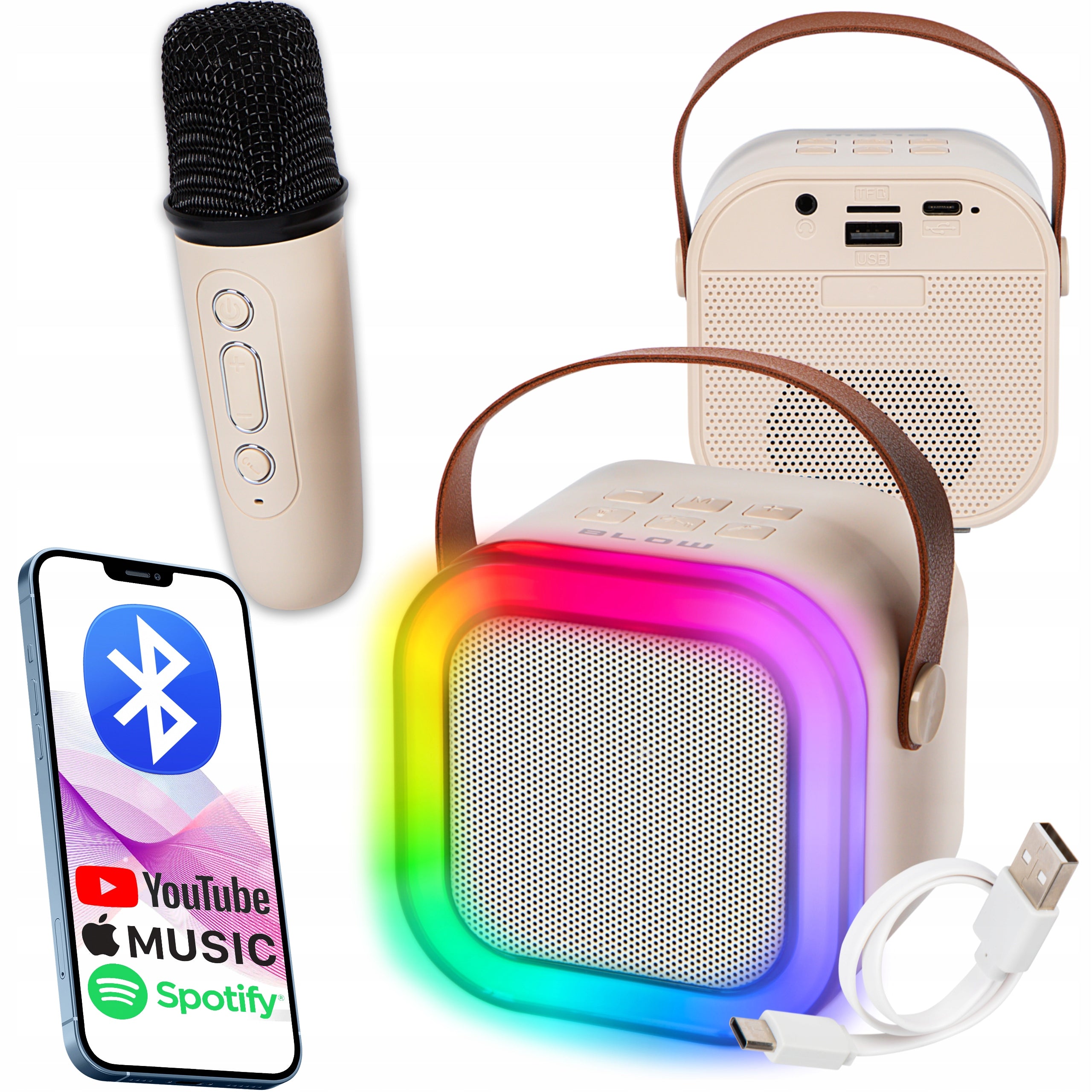 BLUETOOTH SPEAKER PORTABLE KARAOKE RGB MICROPHONE MINI JACK USB SD EAN (GTIN) 5900804139096